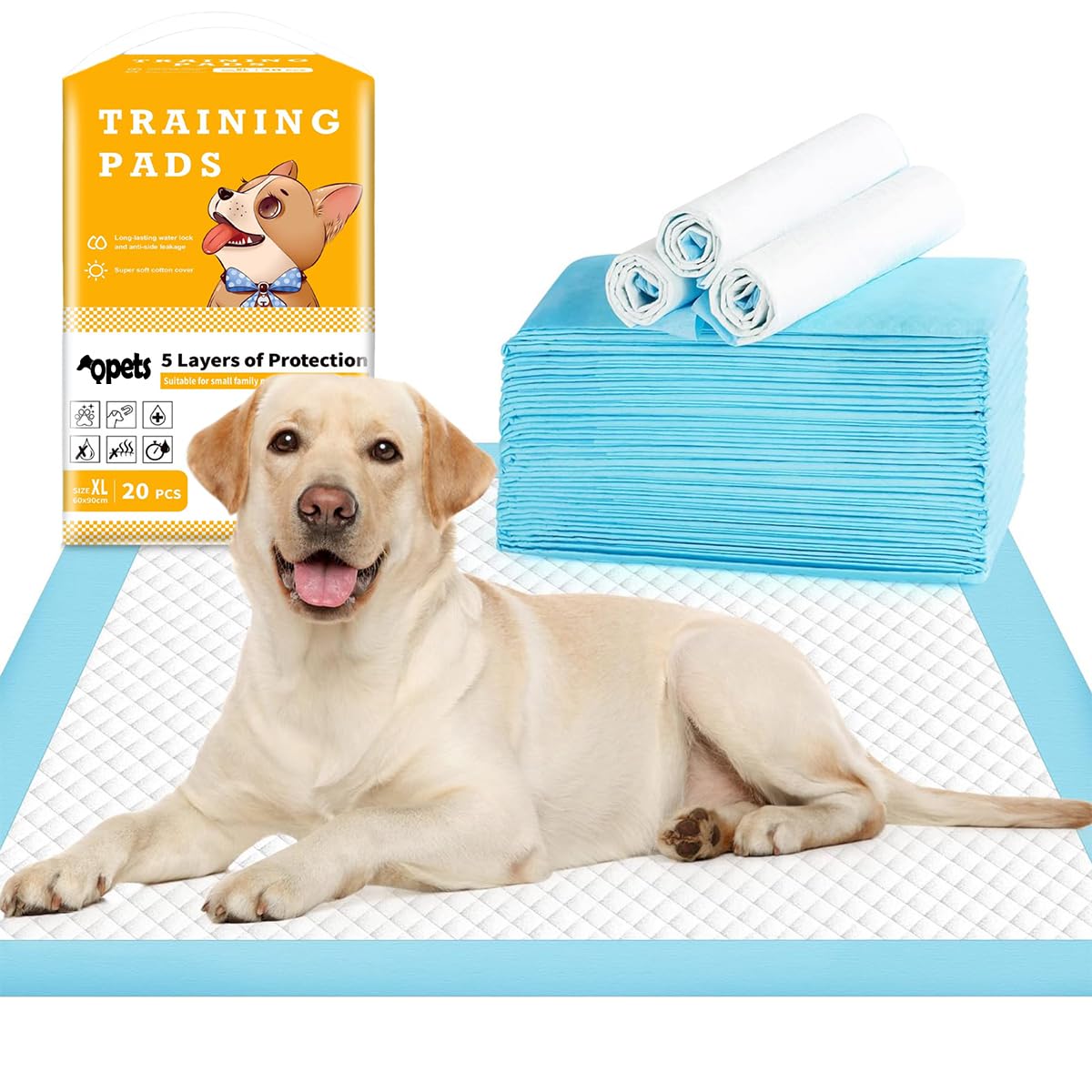 Qpets® Pee Pads for Dogs, Dog Pee Pads Fast Absorption Pet Puppy Training Changing Pads, Skin-Friendly Dog Pee Mats Non-Woven Potty Training Pet Mat for Small & Medium & Large Dogs (20Count, 60*90CM) (B0CTQ264FT) Amazon Price History, Amazon Price Tracker