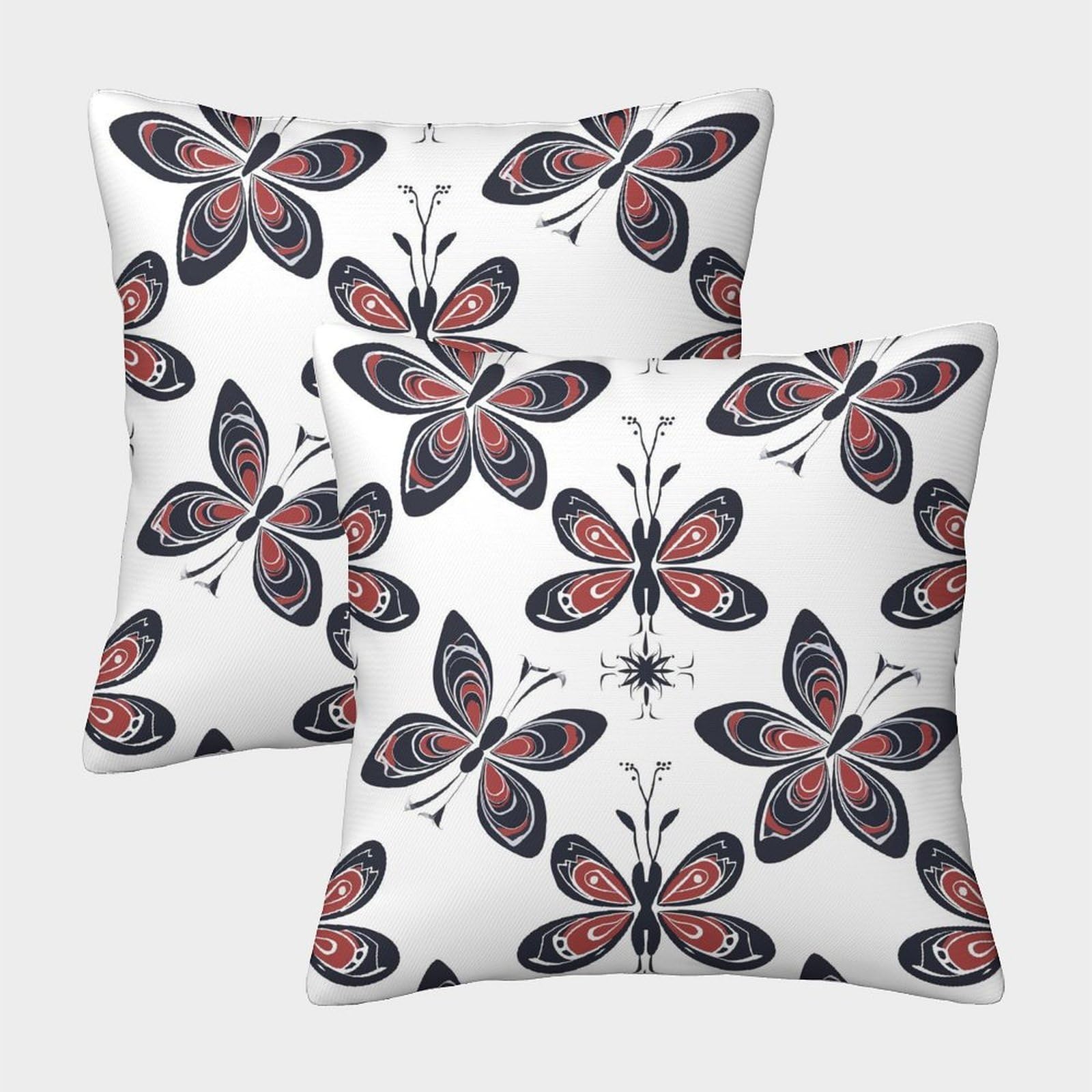 kaiyun 2 Pack Butterfly, Morrish Style 3D Image Printed Single-sided Cushion Cover 40x40cm