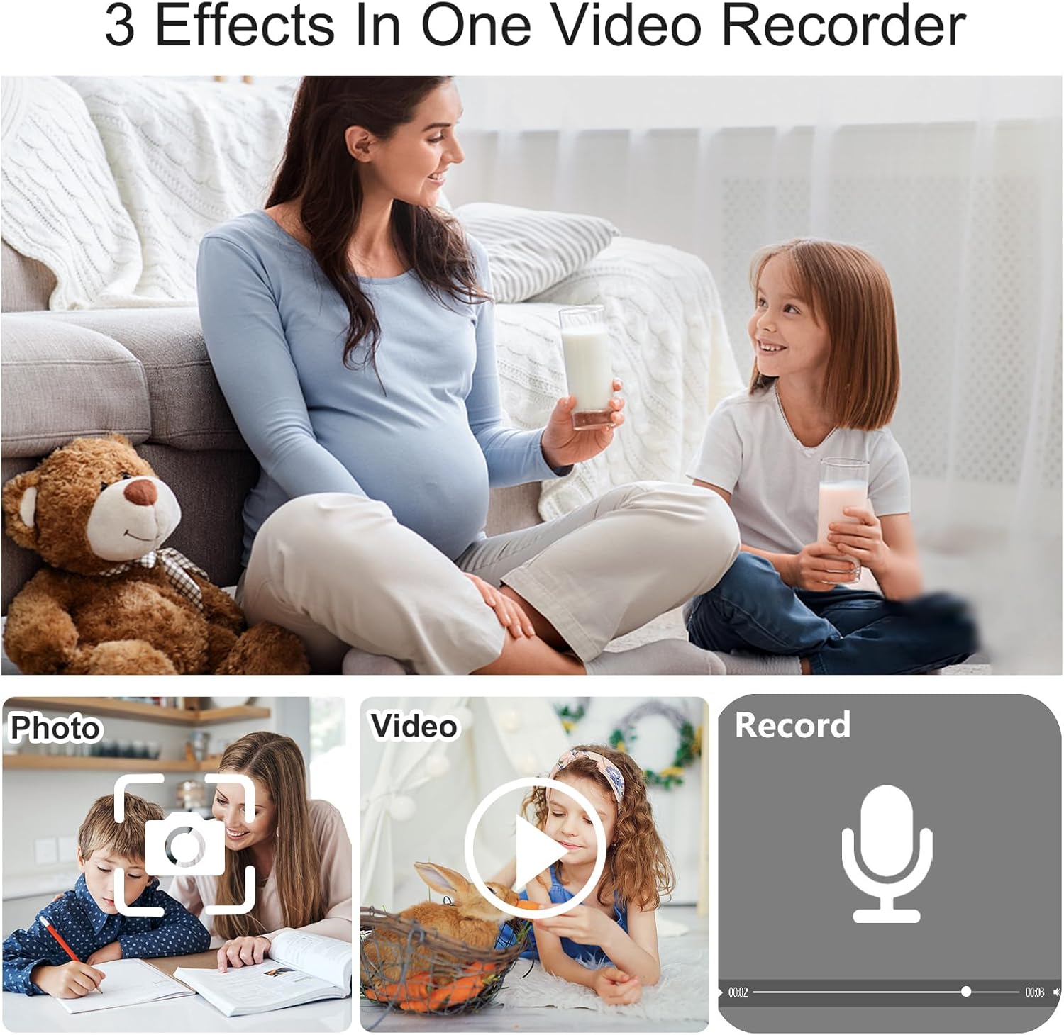 QZT L12003 Body Camera showing options for Photo, Video, and Record (audio).