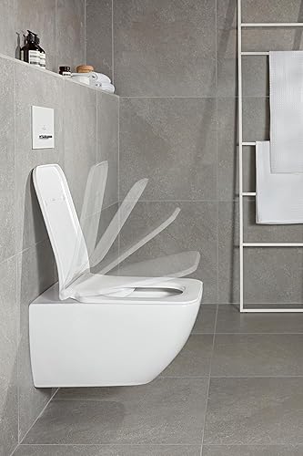 Miniatura 6 de Villeroy & Boch 9 M79S101 - Asiento de inodoro delgado Ventic Ello 9 M79 17.874 x 1.929 x 14.921 in, color blanco alpino