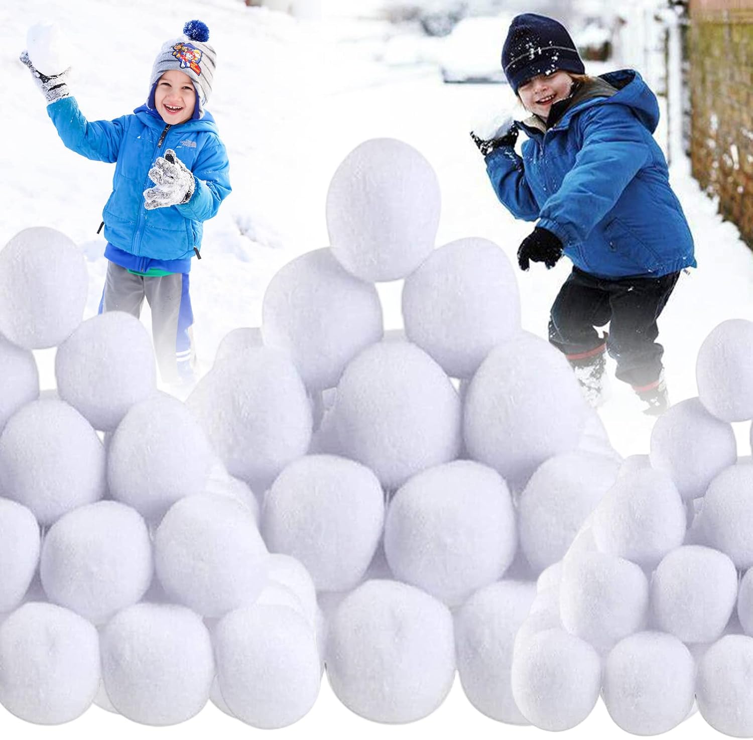 40P 5cm/7cm/8cm White Plush Realistic Artificial Snowballs,Christmas