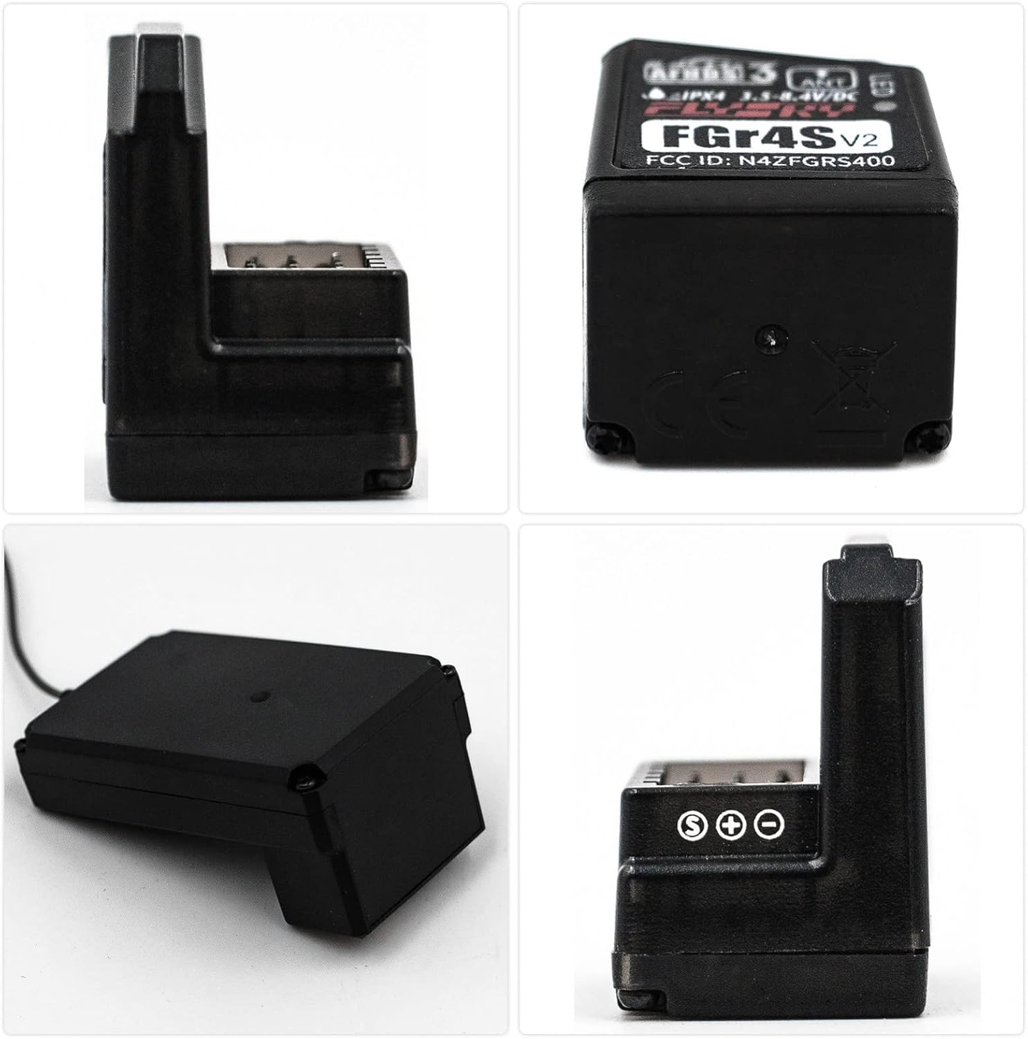 HTLNUZD Flysky FGr4S V2 4CH AFHDS 3 Remote Control 2.4GHz Receiver, Output Compatible with FS-NB4 Noble PL18 RC Transmitter Built-in Single Antenna PWM/PPM/I-Bus for RC Boat Car