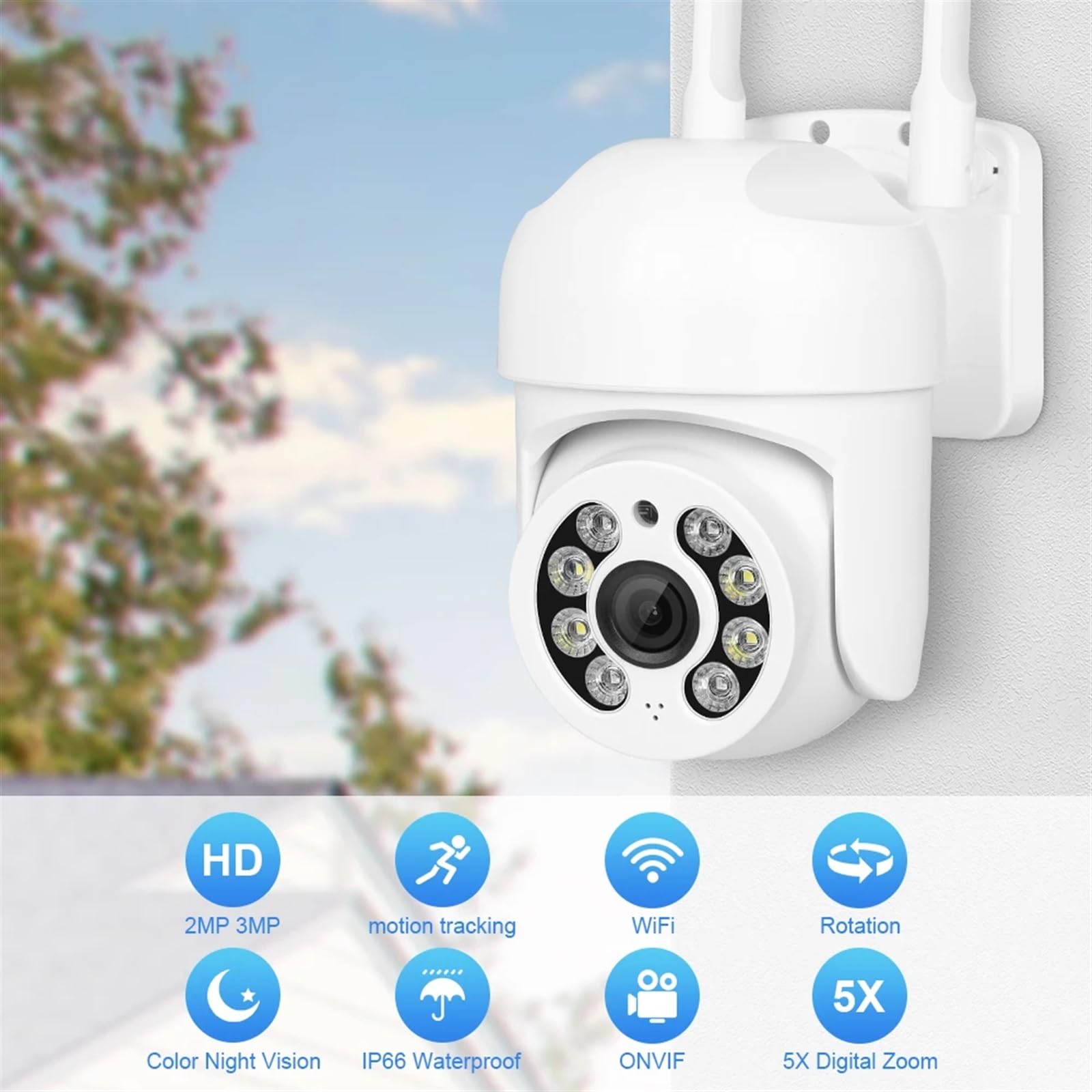 Kamera IP 4 MP HD Bezpieczeństwo zewnętrzne Kolorowy noktowizor Bezprzewodowe kamery wideo 2 MP Inteligentne wykrywanie ludzi Wykrywanie ruchu(4MP NO SD Card)