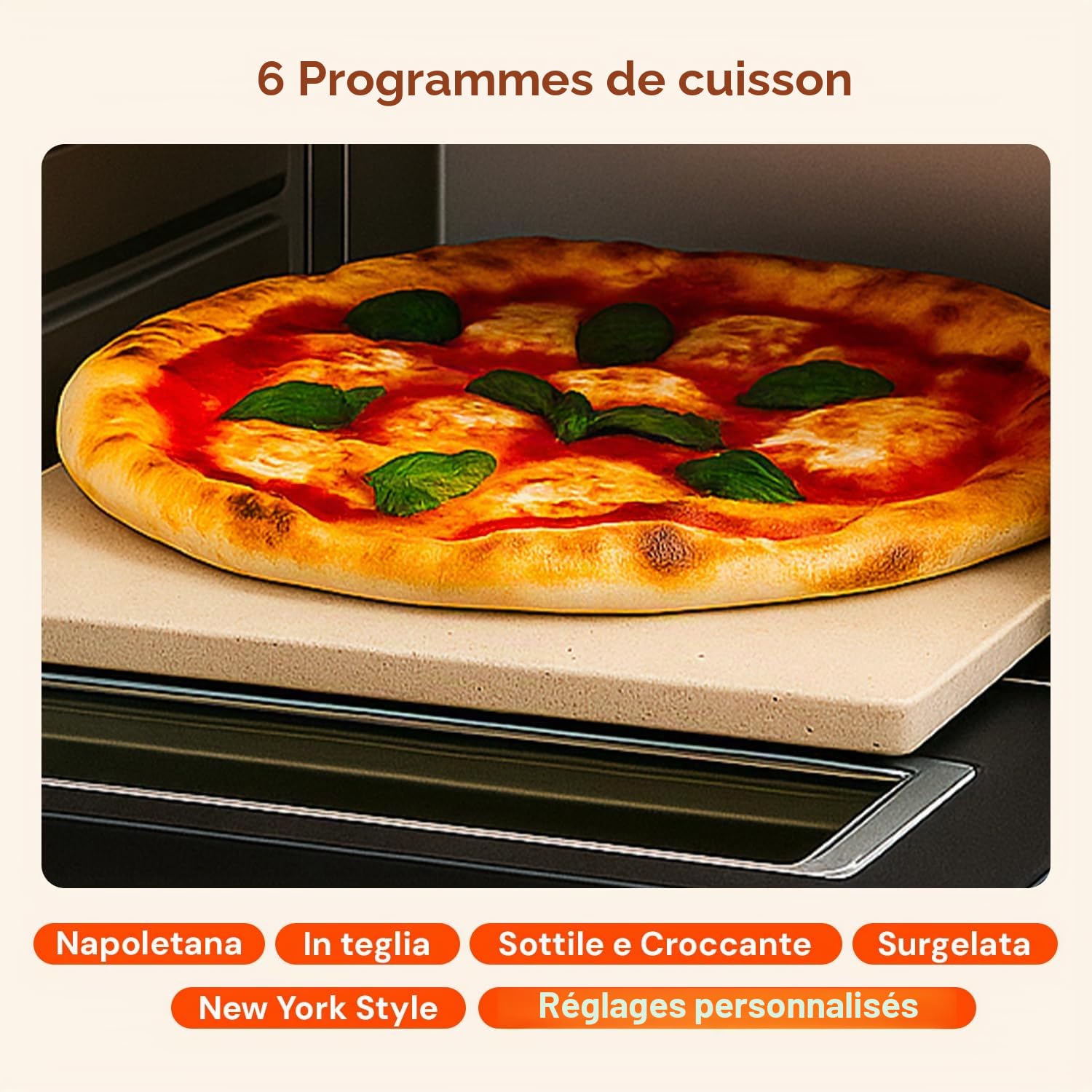 Avilia - Four à pizza électrique à 400 °C avec affichage numérique et 6 programmes de cuisson, y compris pelle à pizza en acier inoxydable, facile à utiliser avec contrôle précis de la température