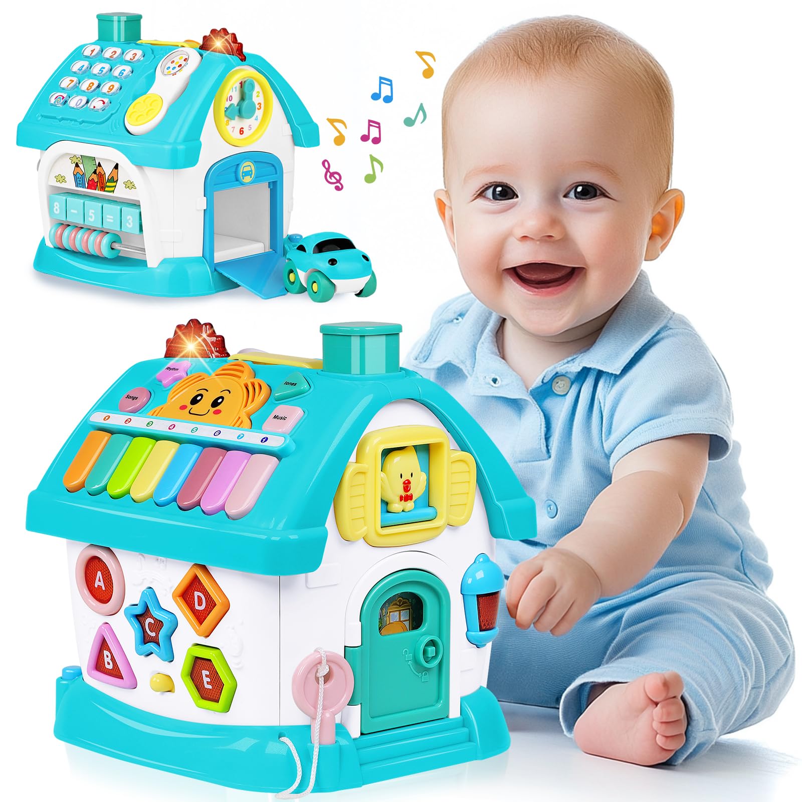Dreampark Toys for 1+ Year Old Boy Gifts: Baby Musical Toys 12-18 12 18 Months Montessori Toddler Toys Age 1-2 1-3 2-3 1st Birthday Gifts Boys Girls Toddlers 8-in-1 Multi-Functional House