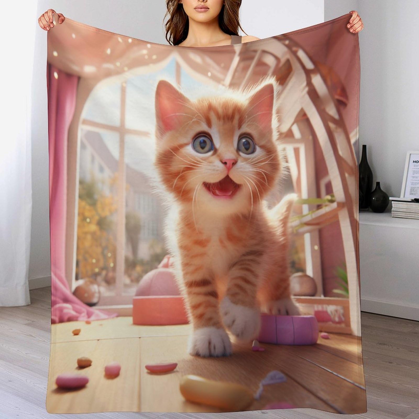 Couverture plaid chat polaire jeté de canapé flanelle douce 140x180cm