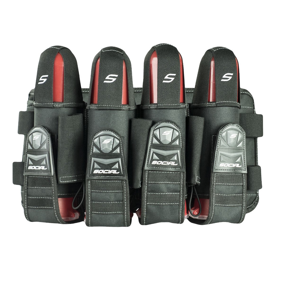 Social Paintball Grit Pod Pack Harness, Stealth Black, 4+7 Pod Holders