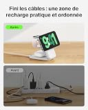 Belkin Magnetic Wireless Charger, 3 in 1 Qi2 Charger 25W, Adjustable MagSafe Compatible Charging Pad for iPhone 16, Apple Watch, AirPods, Portable Phone Holder with 45W Adapter - White - 6