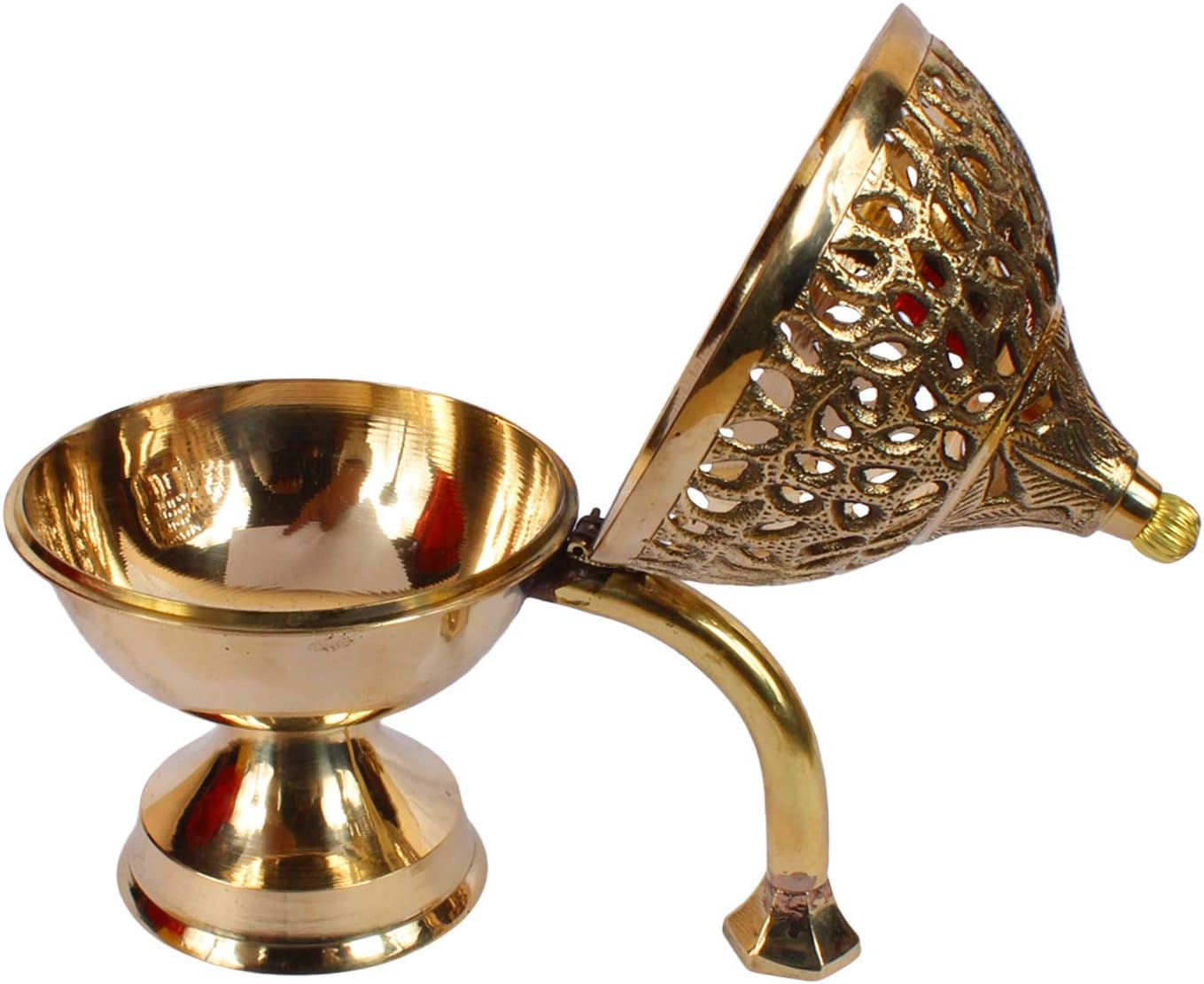 Brass Home Purifying Loban Burner/Incense Burner Dhooni Kapoor Diffuser for Home - Gold Color Height 7 Inch(Oval)