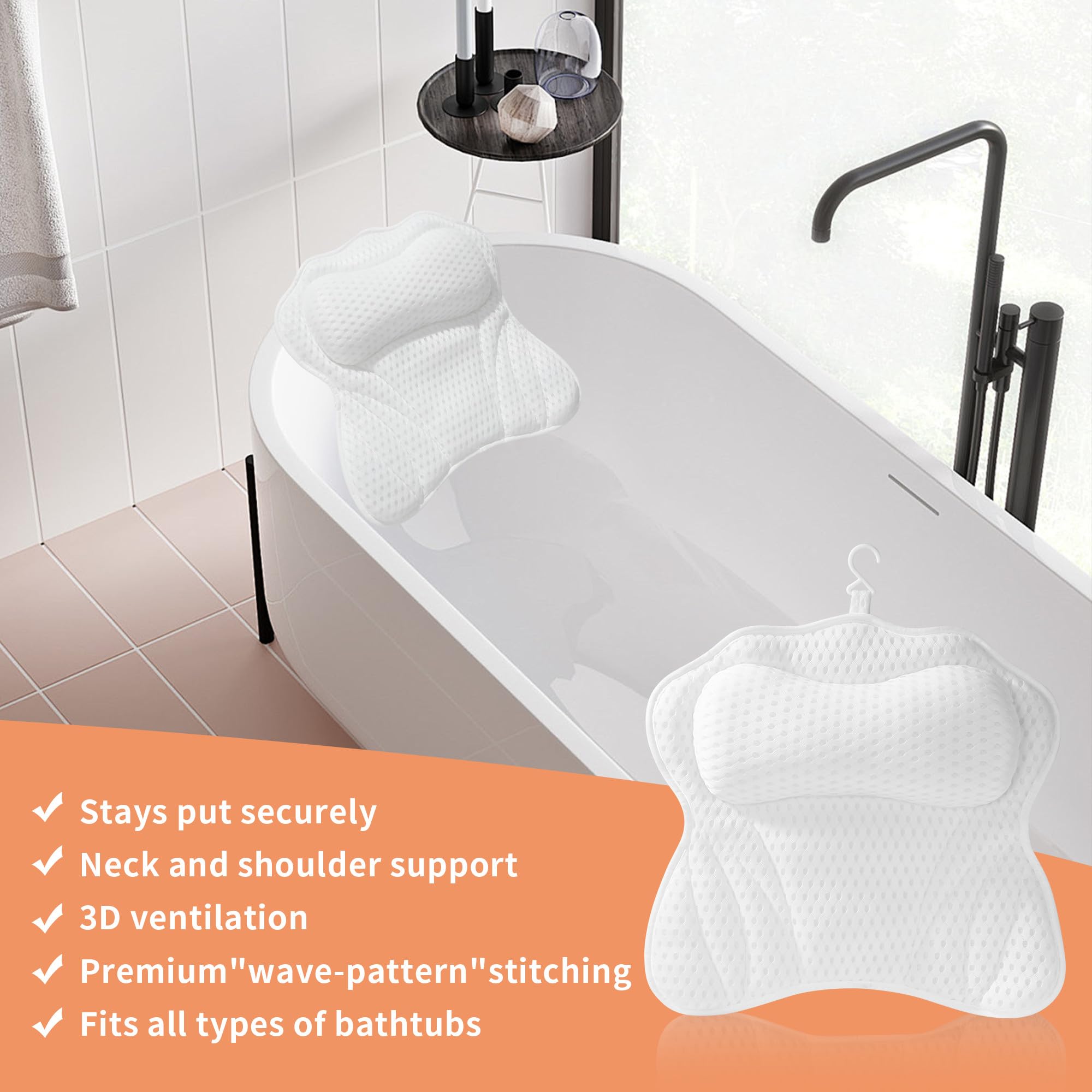Coussin De Bain Complet Pour Baignoire - Ventouses Antidérapantes, Respirant | Confort Optimal Pour Adultes