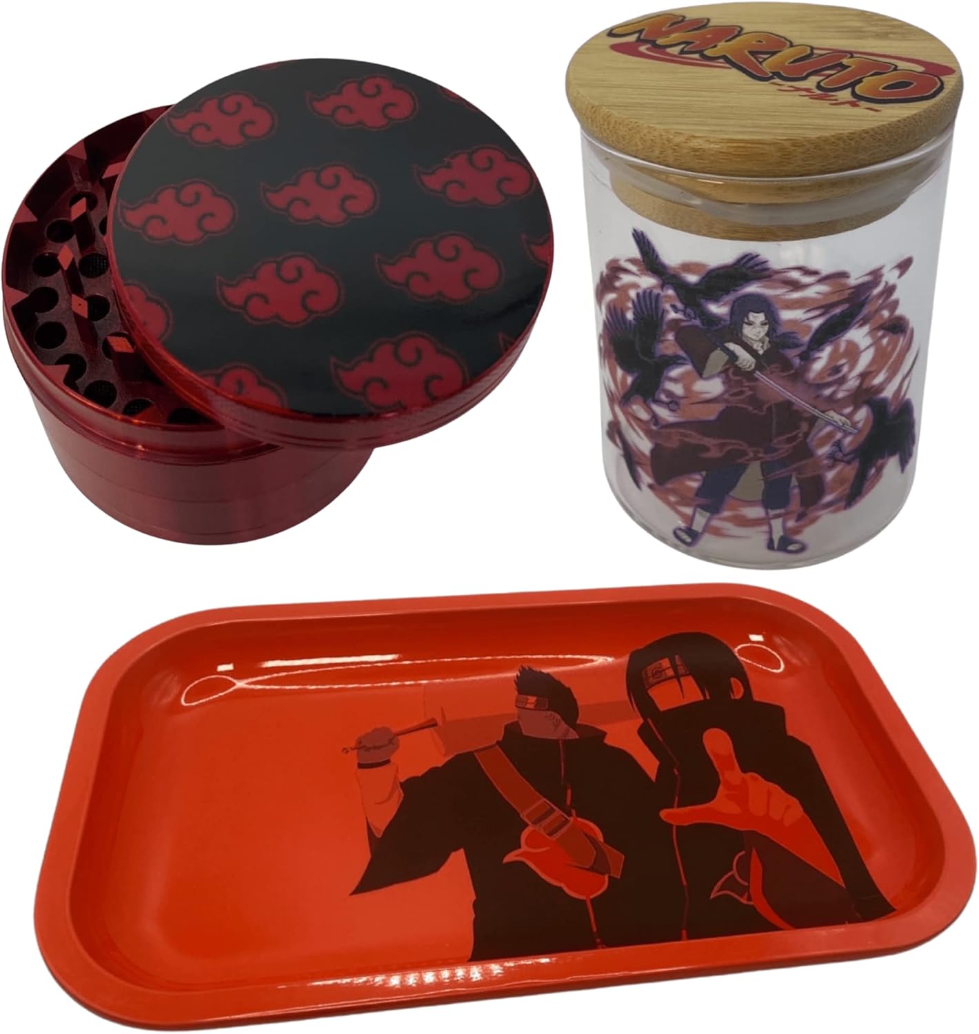 Red Clouds Ninja Anime Rolling Tray Set (Rolling Tray