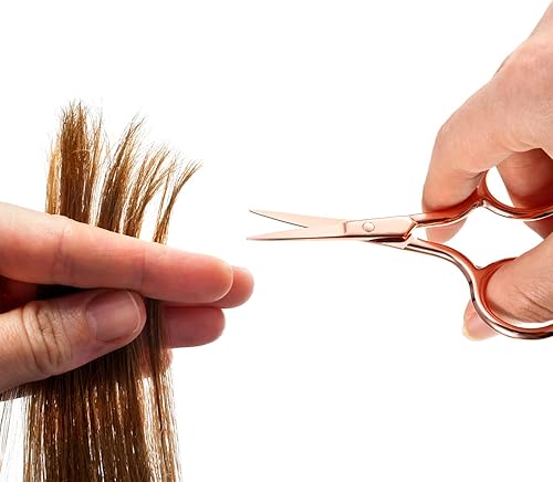 Miniatura 6 de Mudder Paquete de 3 tijeras de nariz pequeñas para recortar el vello facial, mini belleza de acero inoxidable para aseo de cejas, nariz, bigote,