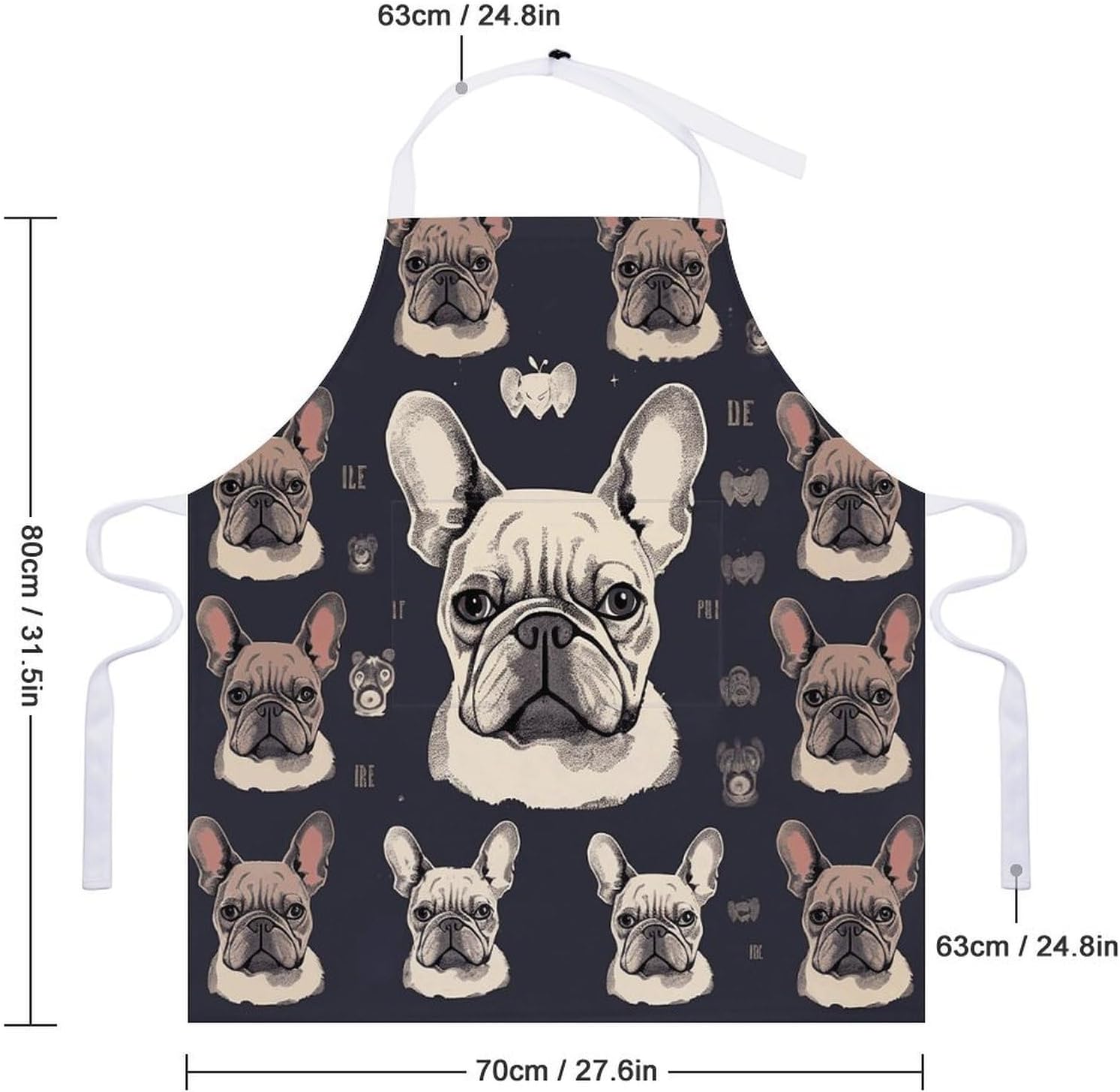 I Love French Bulldog Apron for Cooking Kitchen Chef Aprons with Pockets Unisex Professional Adjustable Bib Aprons Restaurant Waterdrop Resistant Apron for Men Women Waiter