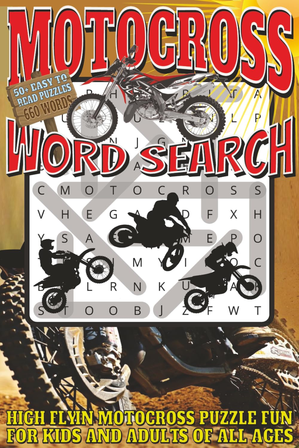 Motocross Word Search: Easy To Read Print With 50+ Puzzles About Motocross, Dirt Bikes, Riders, And More | 6x9 inch, 110 pages | Gift For Holidays, Vacations, and Spare Time