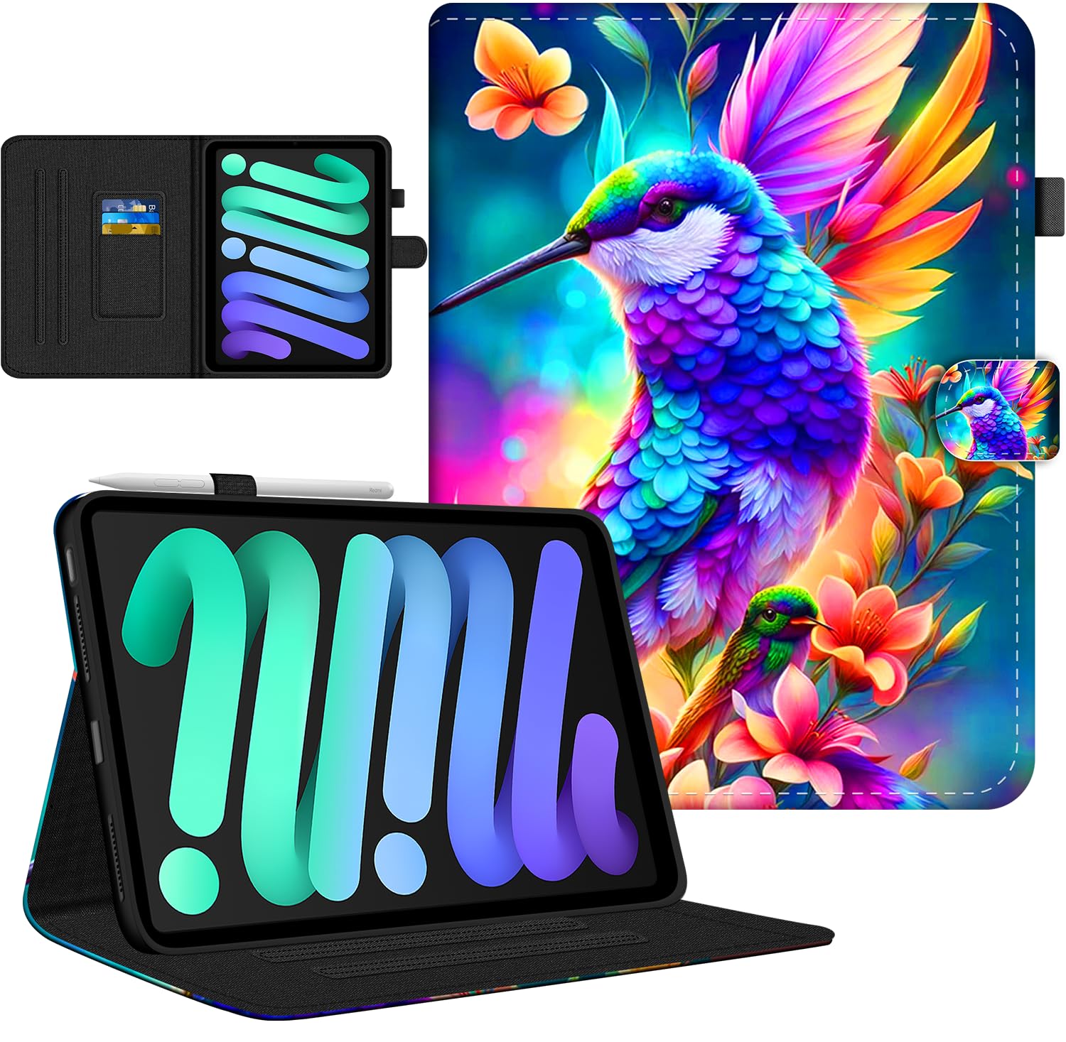 iPad Air 13 Inch Case (M3/M2), iPad Pro 12.9 Case 6th/5th/4th/3rd Gen 2022/2021/2020/2018 with Pencil Holder Multi-Angle Adjustable Stand Magnetic