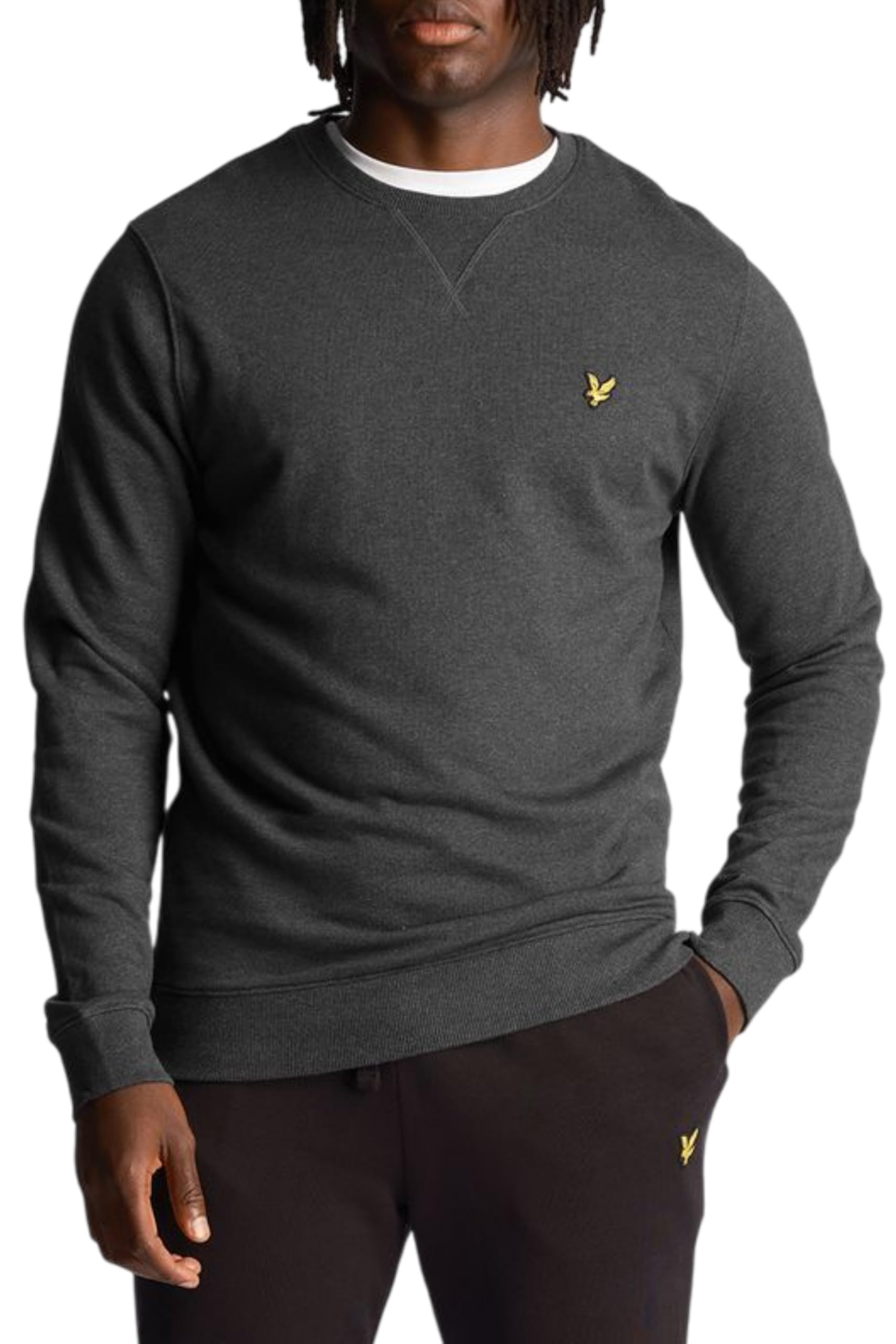 Lyle & Scott Men's Gray Sweatshirts, L, Mid Layers Crew Neck Sweatshirt