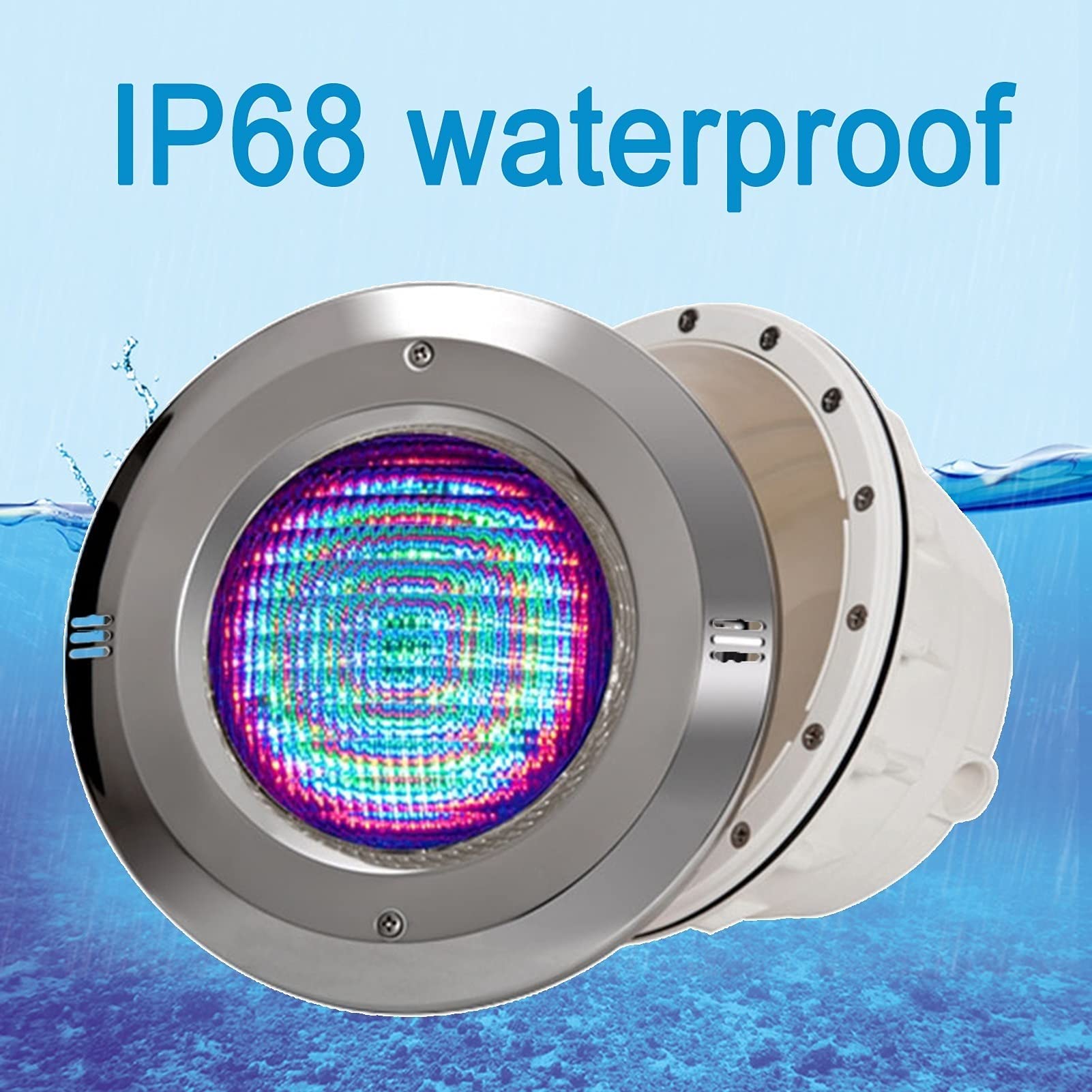 Foco para piscina - Luces De Paisaje Submarino LED, Luz subacuática empotrada a prueba de agua IP68, 12 V CA con control remoto Foco para piscina, con nicho de acero inoxidable PAR56 ( Color : Cold Wh