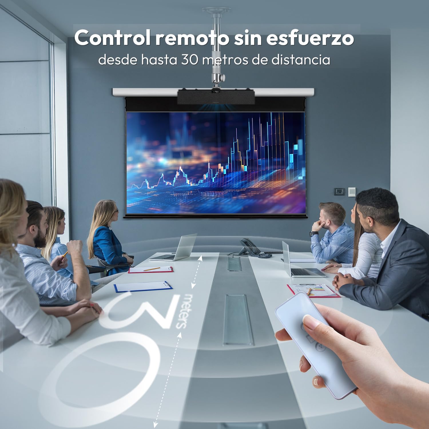 Pantalla ALR Motorizada Enrollable Proyector 120 Pulgadas | Para Proyector de Tiro Ultracorto,95% Rechazo de Luz Ambiental,Roll Down Eléctrica,4K/8K UHD,Montaje Techo/Pared,Cine en Casa