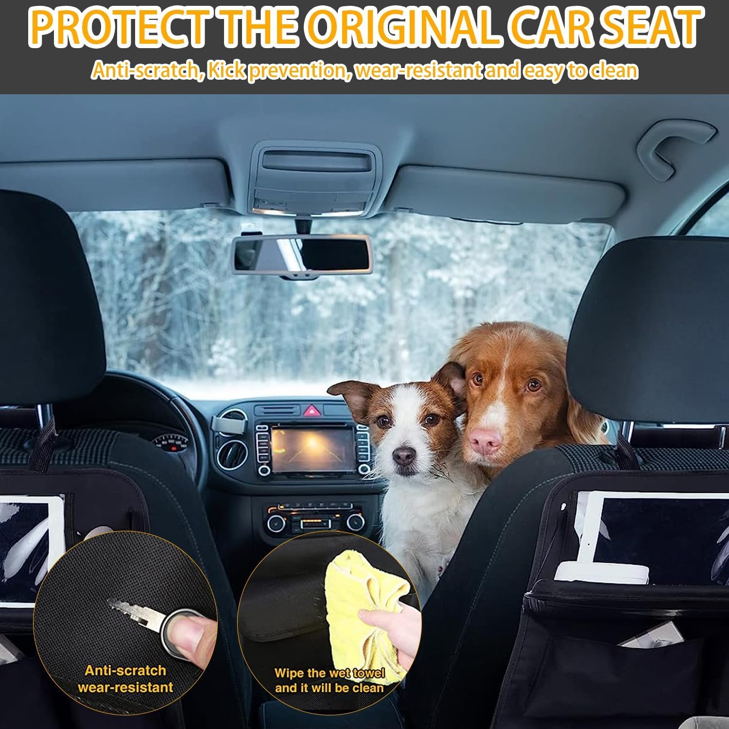 Organizador Asiento Coche Niños, Organizador para Coche con Comedor Poseedor Bandeja, Multi-Bolsillo de Protector Asiento Coche Respaldo, para Facilitar El Almacenamiento iPad Tablet