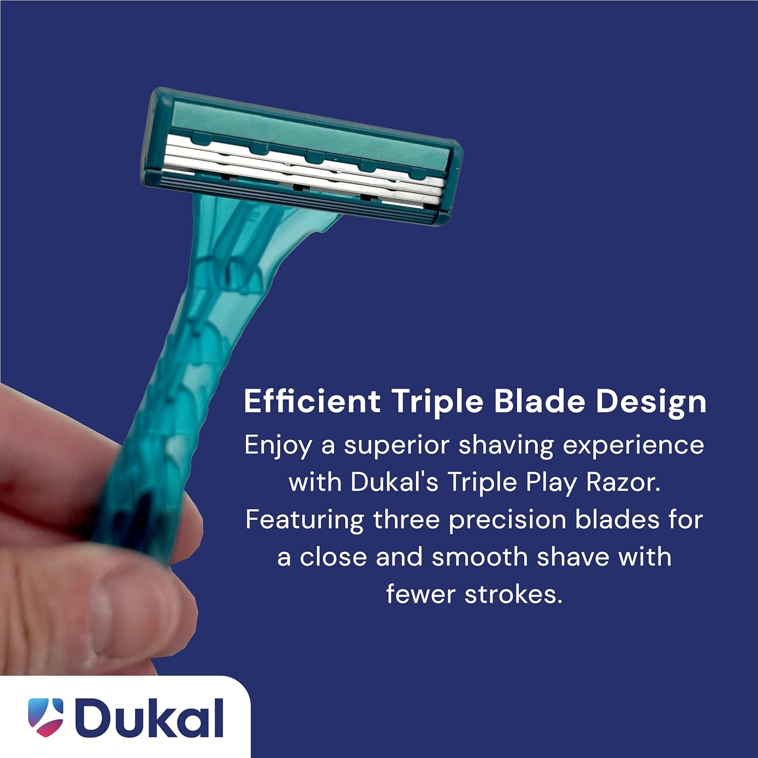Dukal Dawn Mist Triple Play Facial Razor, Teal Handle with Clear Plastic Guard, Pack of 500