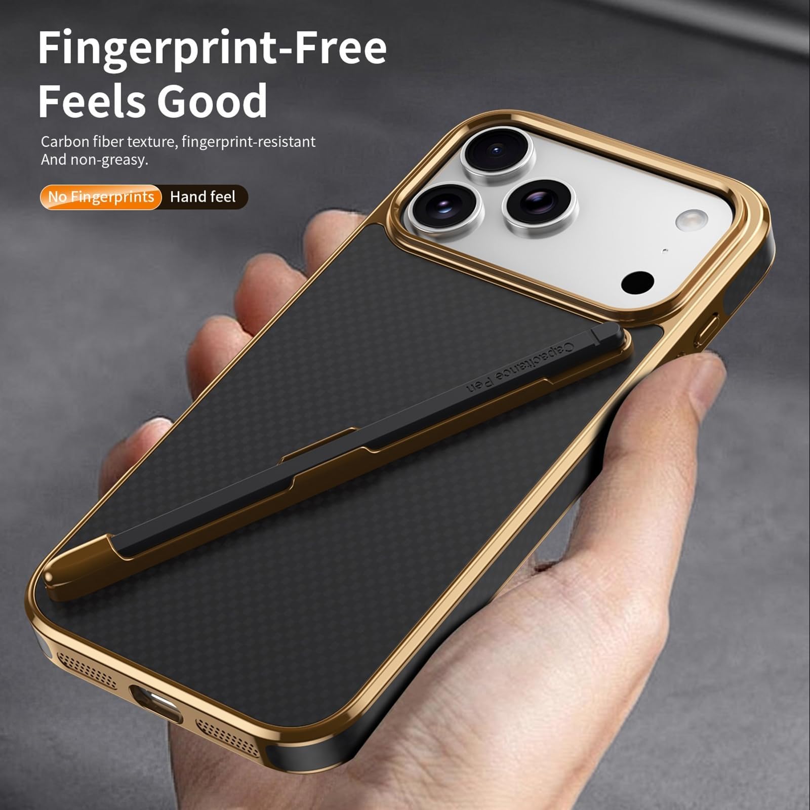 Générique Etui do Iphone 17 Pro Max/17 Pro/17 Air/17, etui z włókna węglowego z otworem na ocynkowane etui na długopis (fioletowy, 17 Pro Max)