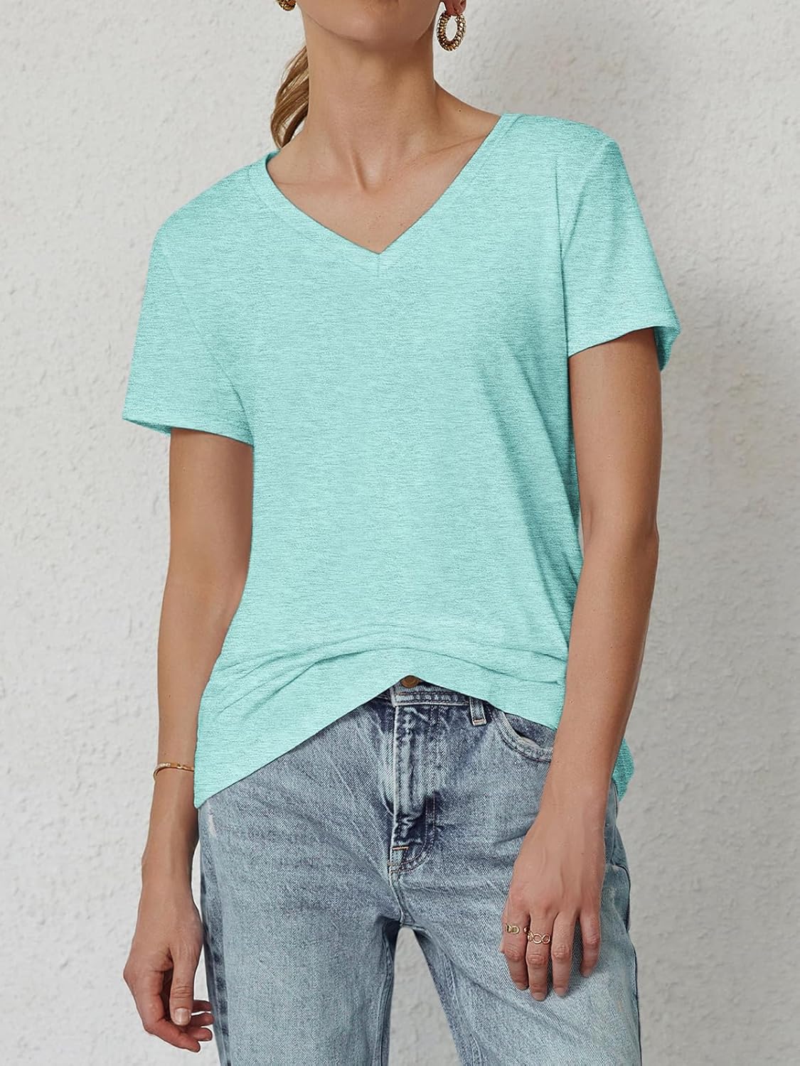 ATHMILE T Shirts Short Sleeve V Neck Tees for Women Fashion Tops Trendy Soft Casual Summer Clothes Outfits 2026 - Image 2