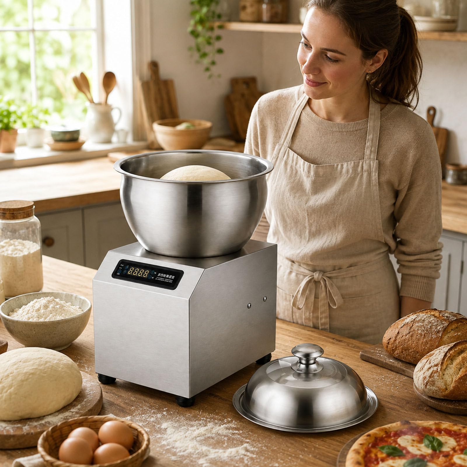 Amasadora Espiral Eléctrica De 1500W/1800W Con Función De Calentamiento 5kg