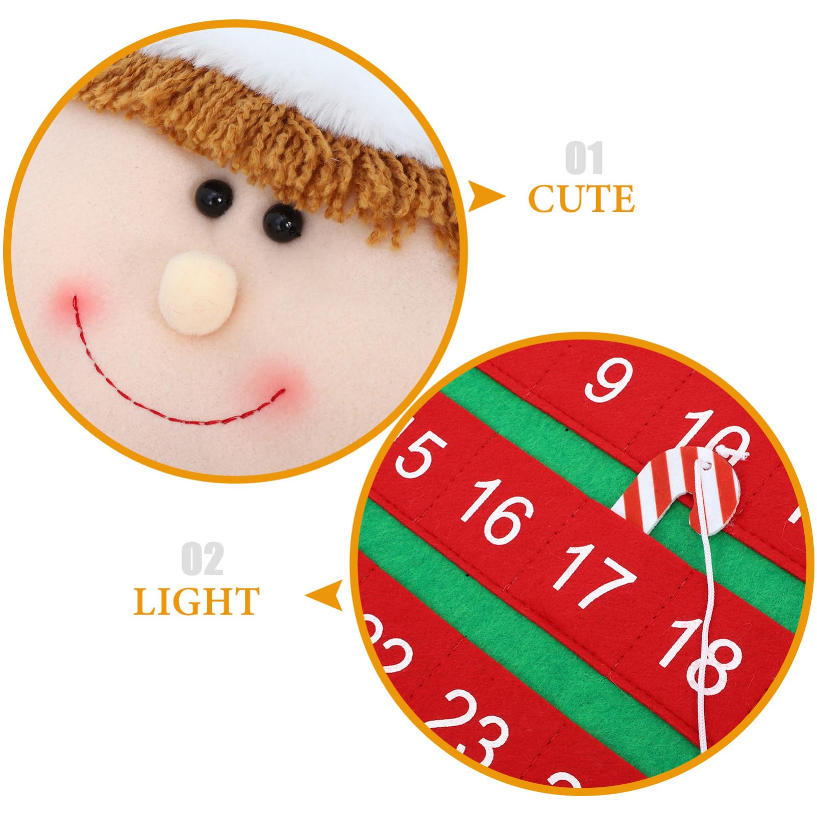 Weihnachts-türkalender aus Filz Adventskalender zum Aufhängen mit Täglichen Überraschungen und Ornamenten für Weihnachtsdeko