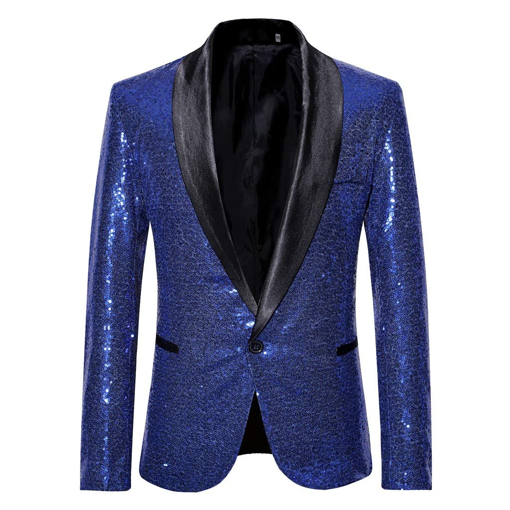 Herren Pailletten Sakko Gold Glitzer Blazer Slim Fit Hochzeit Mantel Langarm Mantel Anzug Herrenjacke Performance-Kostüm für Hochzeit und Party Formelle Kleidung für Herren