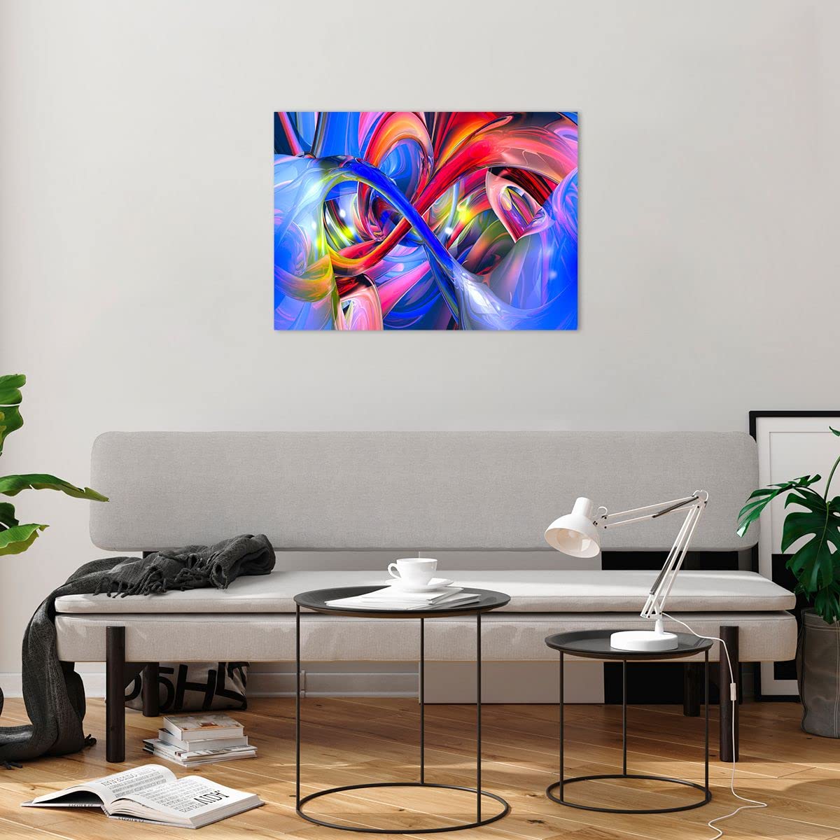 Tableau Décoration Murale Sur Verre 125x70cm - Motif Abstrait 3D Multicolore - Marque ARTTOR - Neuf