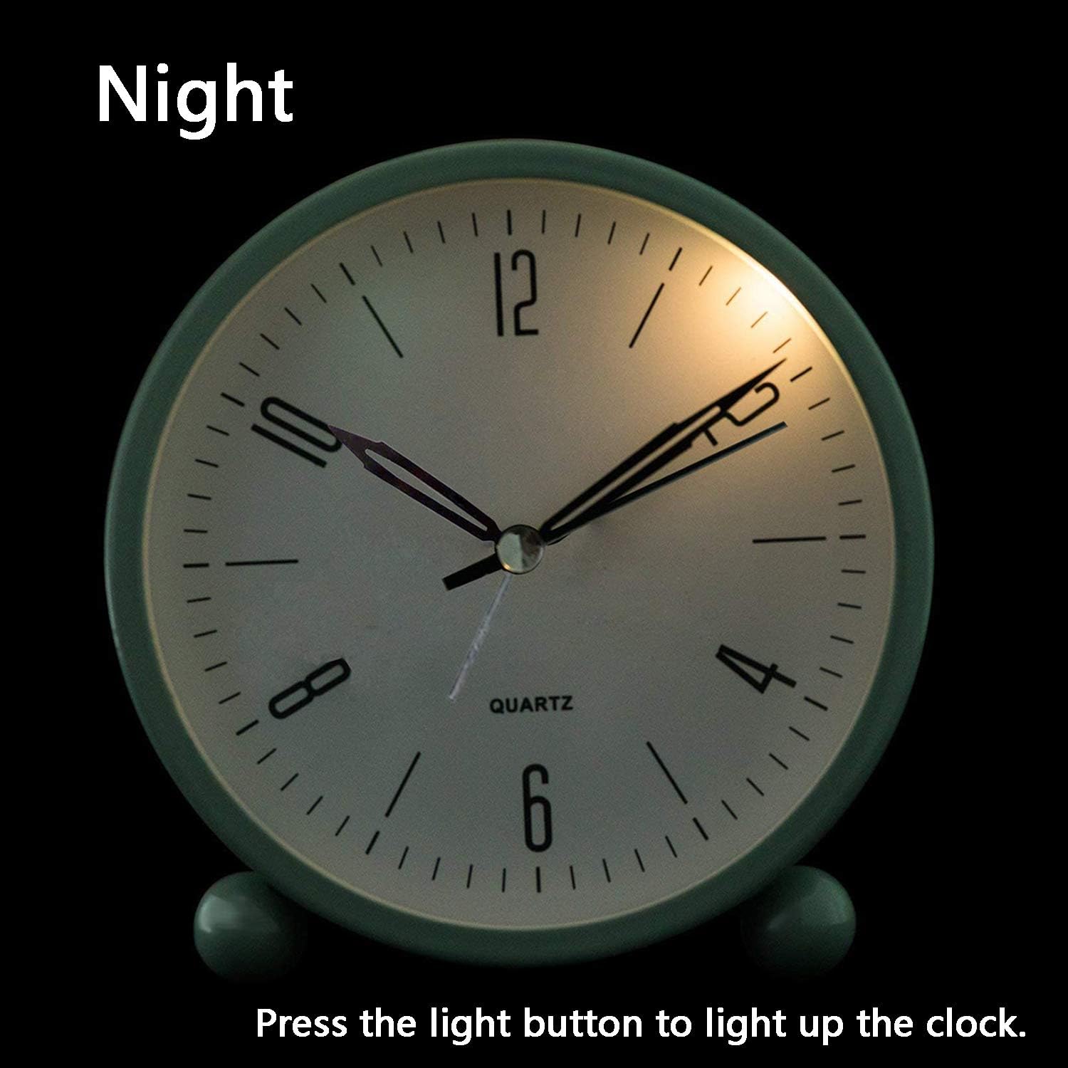 Analog Alarm Clock, 4 inch Super Silent Non Ticking Small Clock with Night Light, Battery Operated, Simply Design, for Bedroon, Bedside, Desk, (Green) : Home & Kitchen