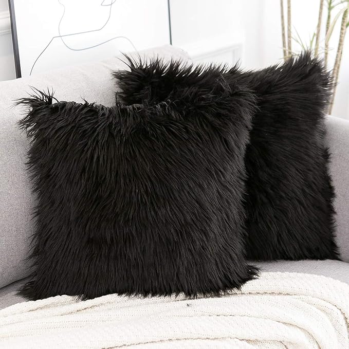 WLNUI Set of 2 Black Decorative Pillow Covers New Luxury