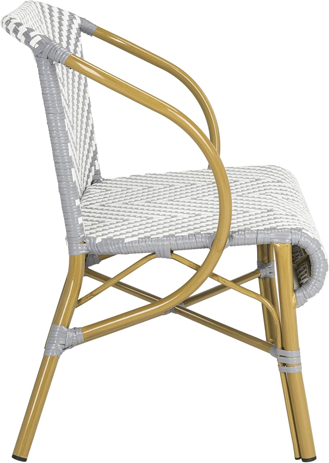 SAFAVIEH PAT4016A Outdoor Collection Dandra Navy and White Herringbone Rattan Settee