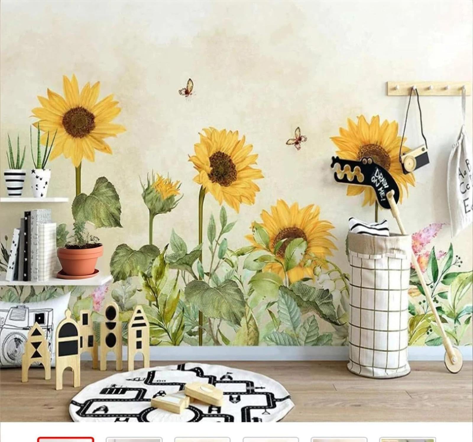 XLMING Minimalist Vintage Hand Drawn Sunflowers Pastoral 3D Wallpaper Luxury Silk Study Dining Feature Sofa Grey Bedroom Living Room Tv Decorative Wall-350cm×256cm