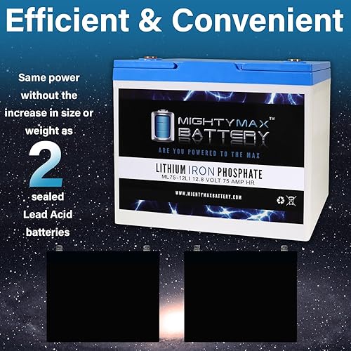 Miniatura 6 de Mighty Max Battery Batería de repuesto de litio de 12V 75AH compatible con Power-Sonic PG-1275FR - 2 unidades