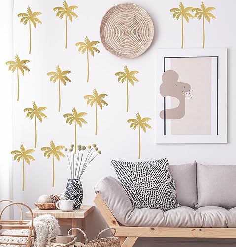 Miniatura 6 de Calcomanías de pared de palmera, vinilo dorado, diseño tropical, cocotero, decoración de pared, decoración de pared, calcomanías modernas de plantas