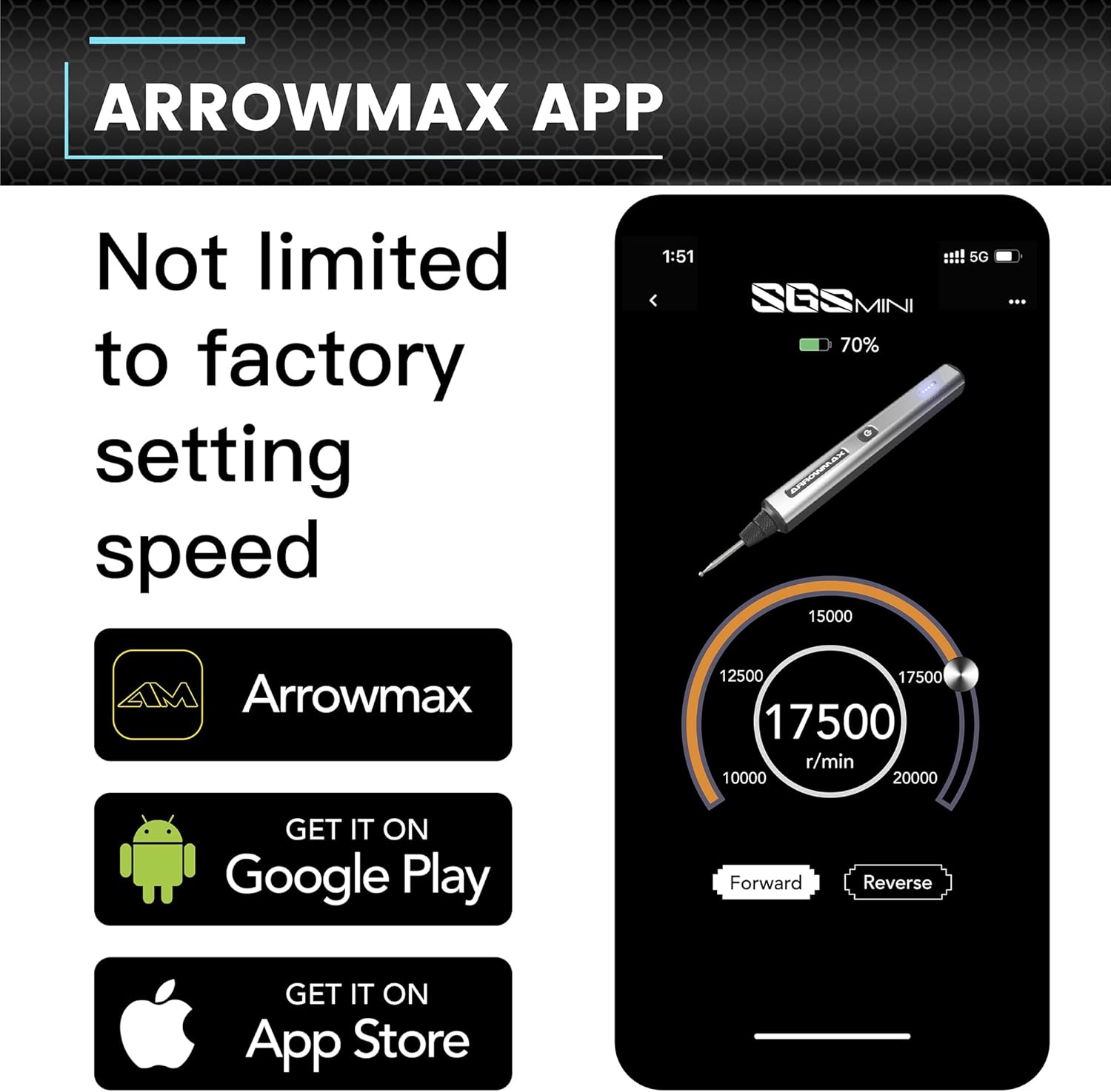 ARROWMAX mobile application for speed and direction control