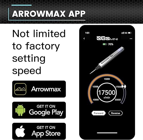 Miniatura 11 de AM ARROWMAX - Mini bolígrafo de grabado con 42 puntas, herramienta rotativa, control de movimiento inteligente, OLED, Bluetooth, aplicación, carga