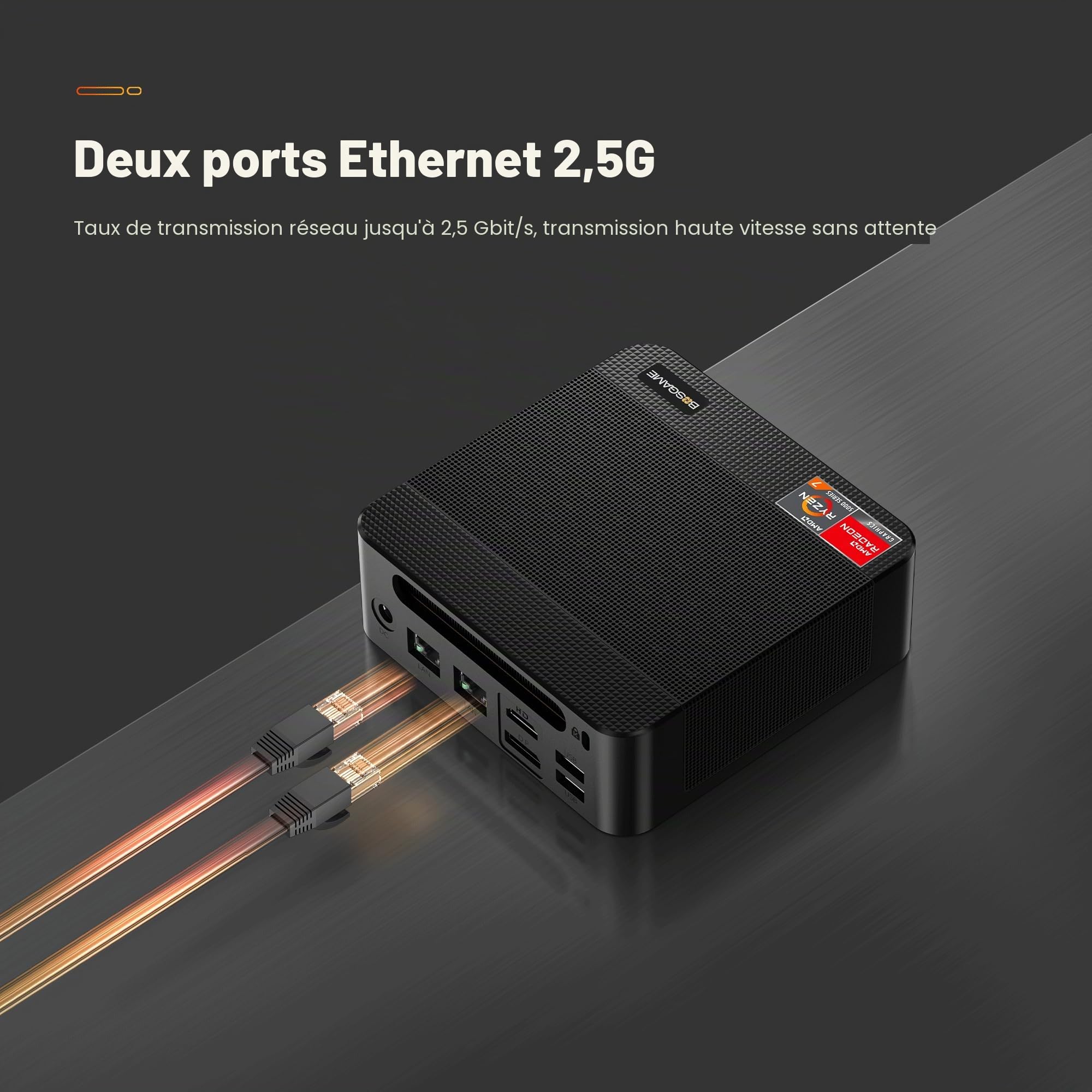 BOSGAME P4 Plus Dual 2.5G LAN Mini PC de Jeu, processeur AMD Ryzen 7 5825U (jusqu'à 4,5 GHz), Windows 11 Pro Mini-Ordinateur, 16 Go de RAM DDR4, SSD PCIe 3.0 512 Go, Mini PC de Bureau de Jeu