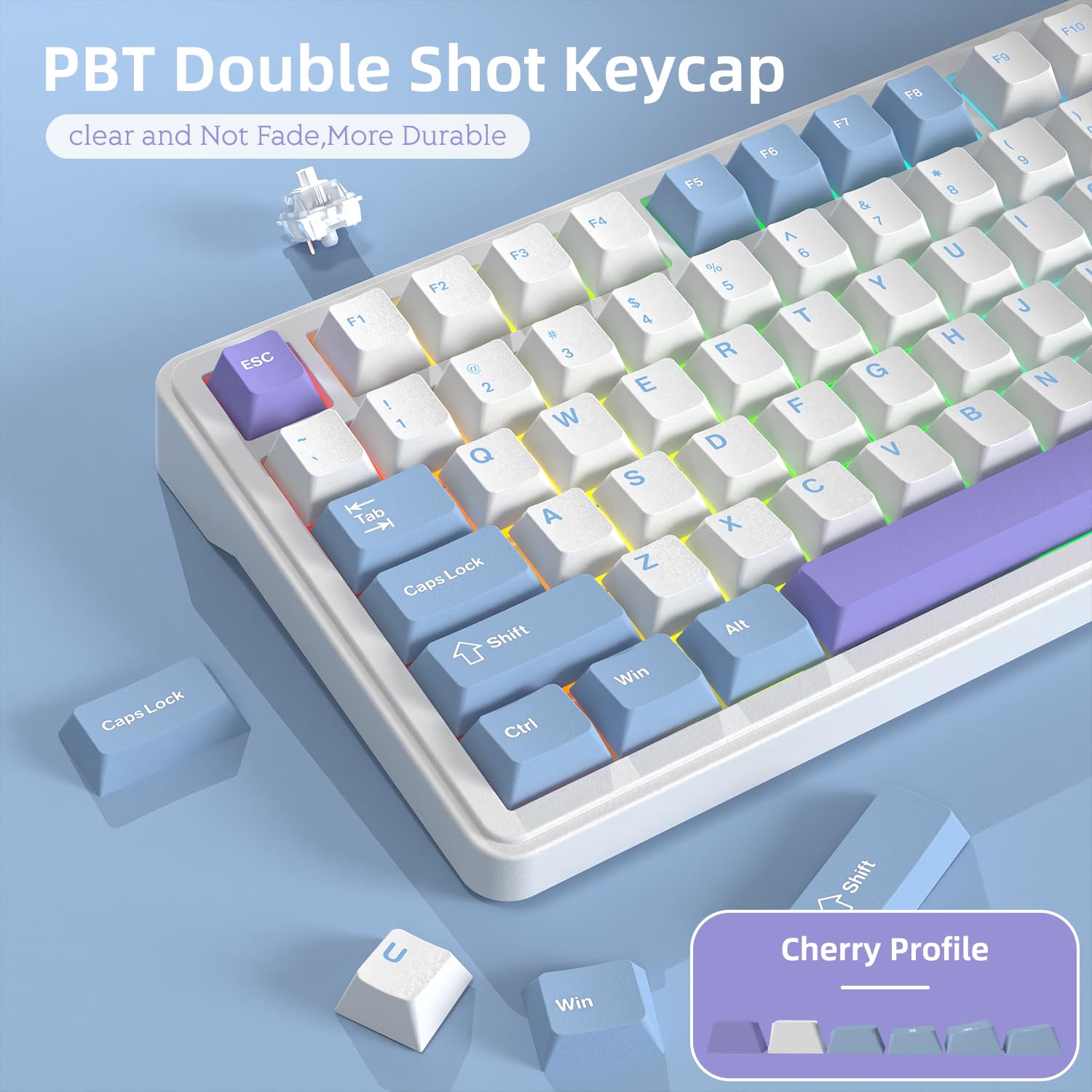 AJAZZ x Attack Shark X85 Mechanische Dichtungstastatur,75% kabellose Gaming-Tastatur mit Knopf,5-Lagige Polsterung,2,4G Kabellos/Bluetooth/USB-C,Hot-Swap-Linearschalter,RGB,für PC,MAC (Weiß Lila)