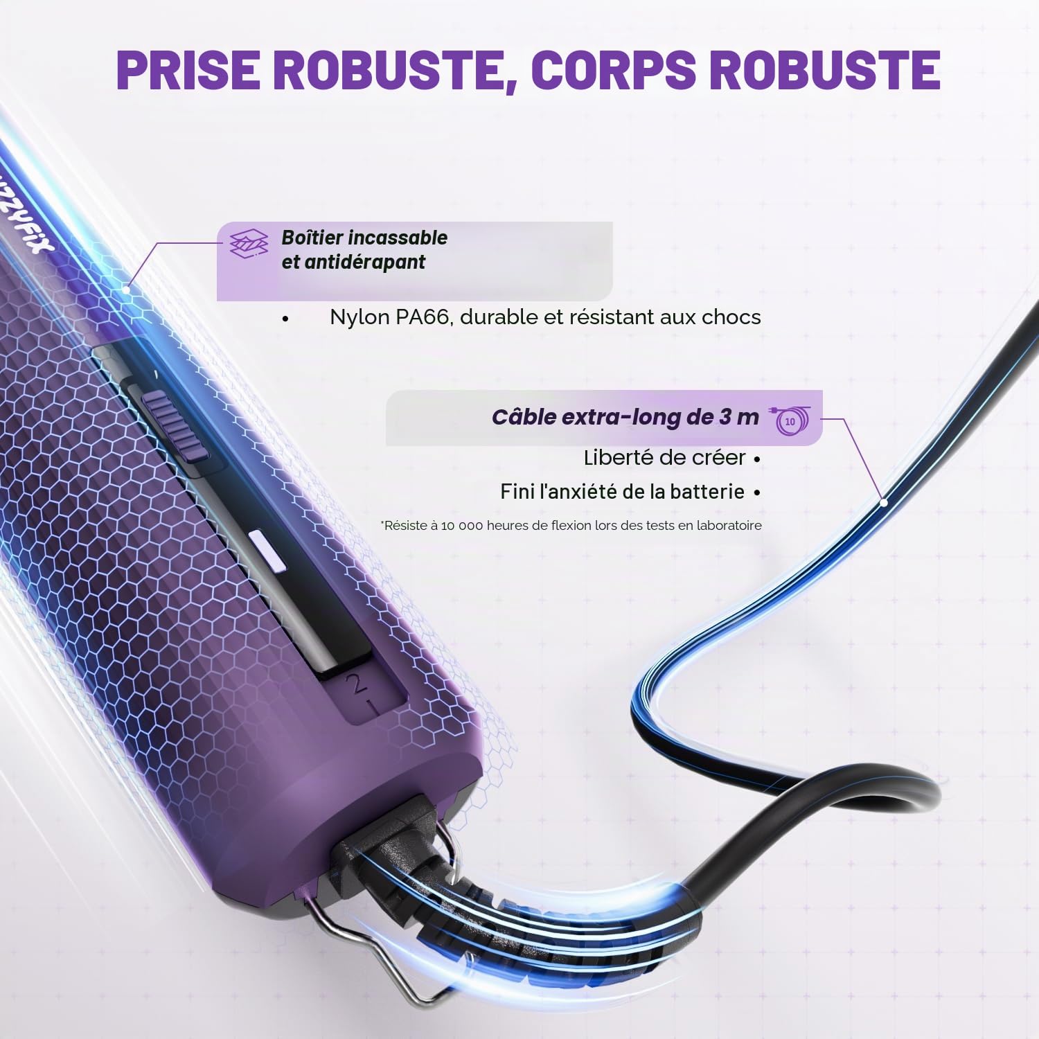 Tondeuse pro chiens câble peignes métalliques amovibles | câble de 3 m, fonctionnement silencieux et sans surchauffe, avec boîtier antidérapant et incassable