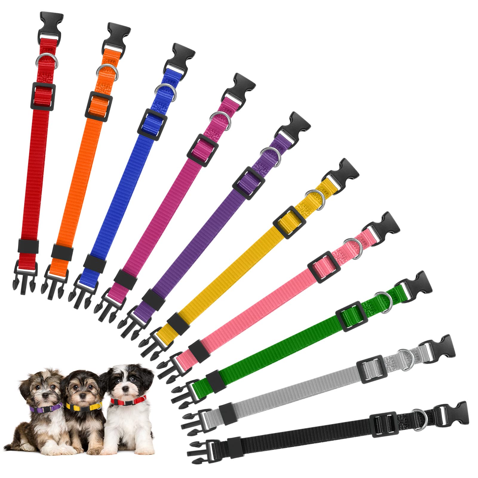 Set Di 12 Collari In Morbido Nylon Per Cuccioli, Collari