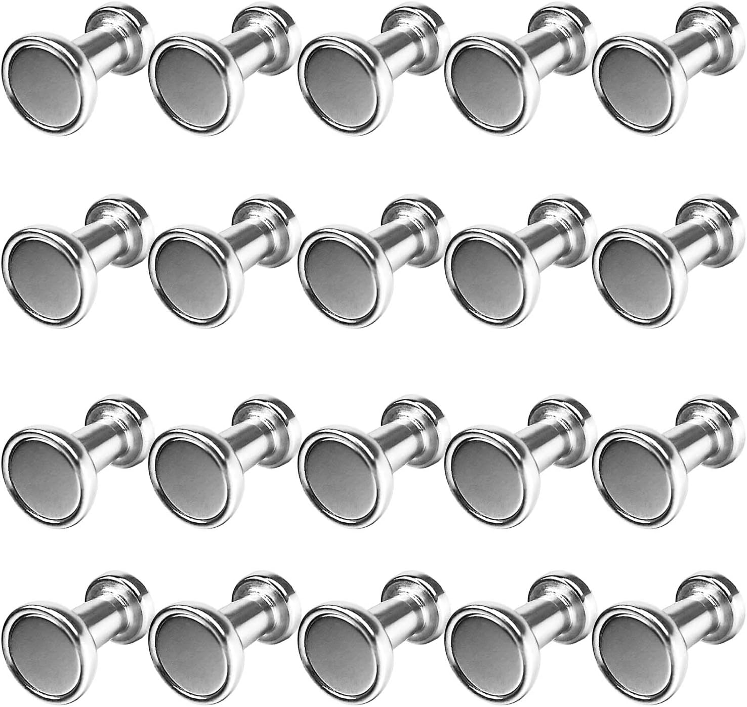 20pcs Push Pin Magnets, Small Fridge Brushed Nickel Magnet, Whiteboard Magnet, Magnetic Refrigerator Pushpins for Kitchen Office Decor (Sliver)