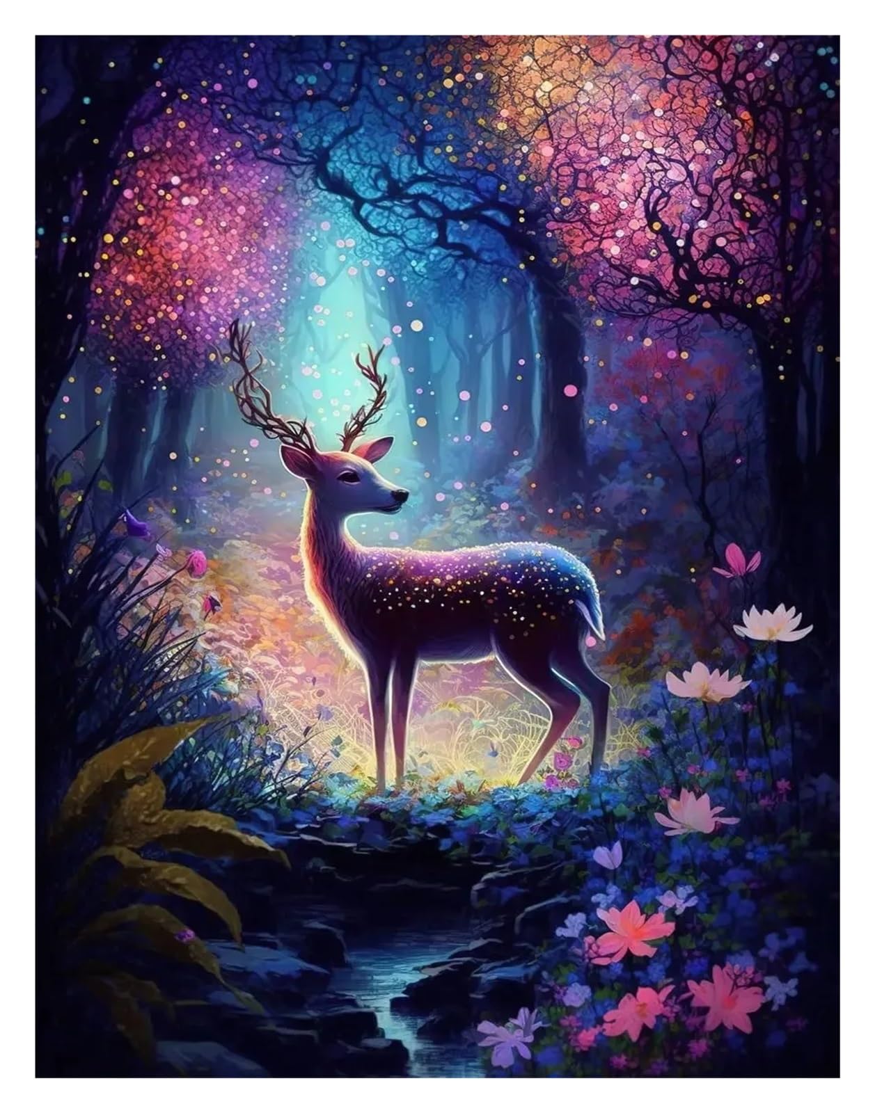 Décoration murale moderne éléphant et fleurs en impression haut de gamme 40x60