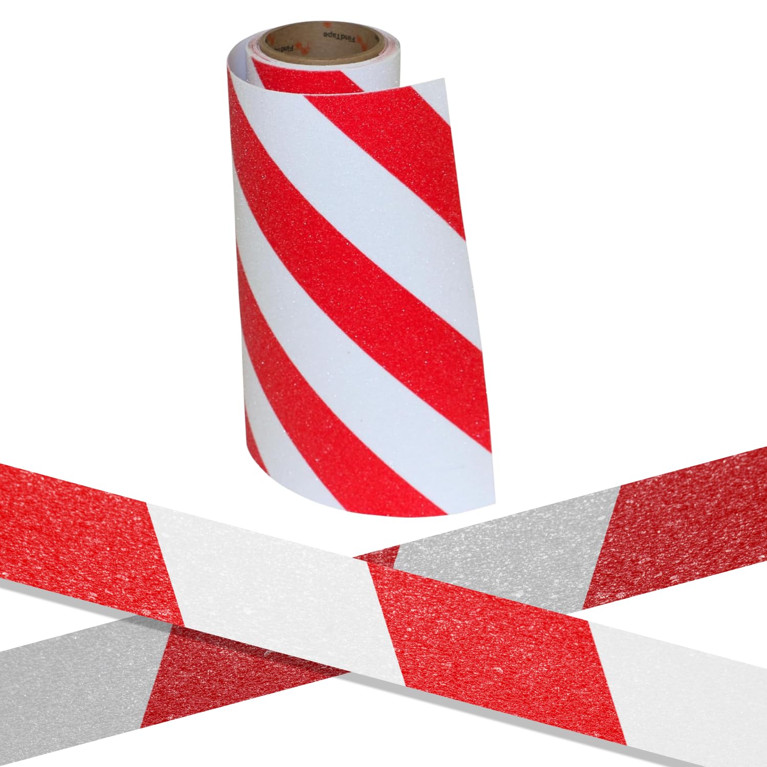 FindTape AST-35 Cinta antideslizante premium [Hazard Stripe, grano 60]: 12 in. x 60 ft. (Rayas blancas y rojas)
