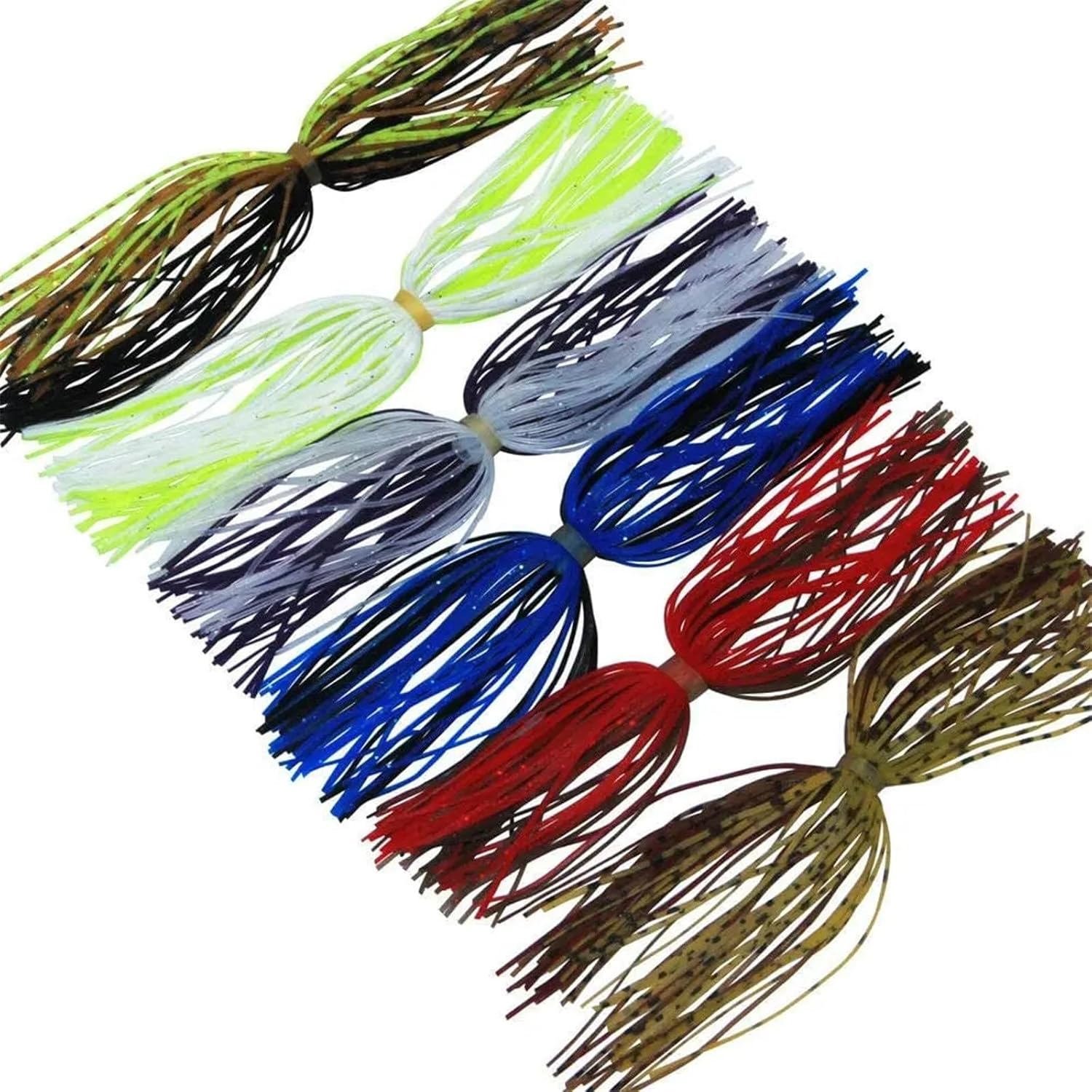 12/24 Bundles Silicone Jig Skirts 50 Strands Bass Fishing Jigs Spinnerbait Skirts Replacement Kit Spinner Bait
