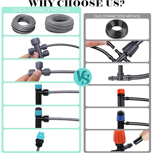 Miniatura 5 de Sistema de riego por goteo de 230 pies, sistema automático de riego de jardín de conexión rápida, con tubo de distribución de 12 pulgada y 14 de