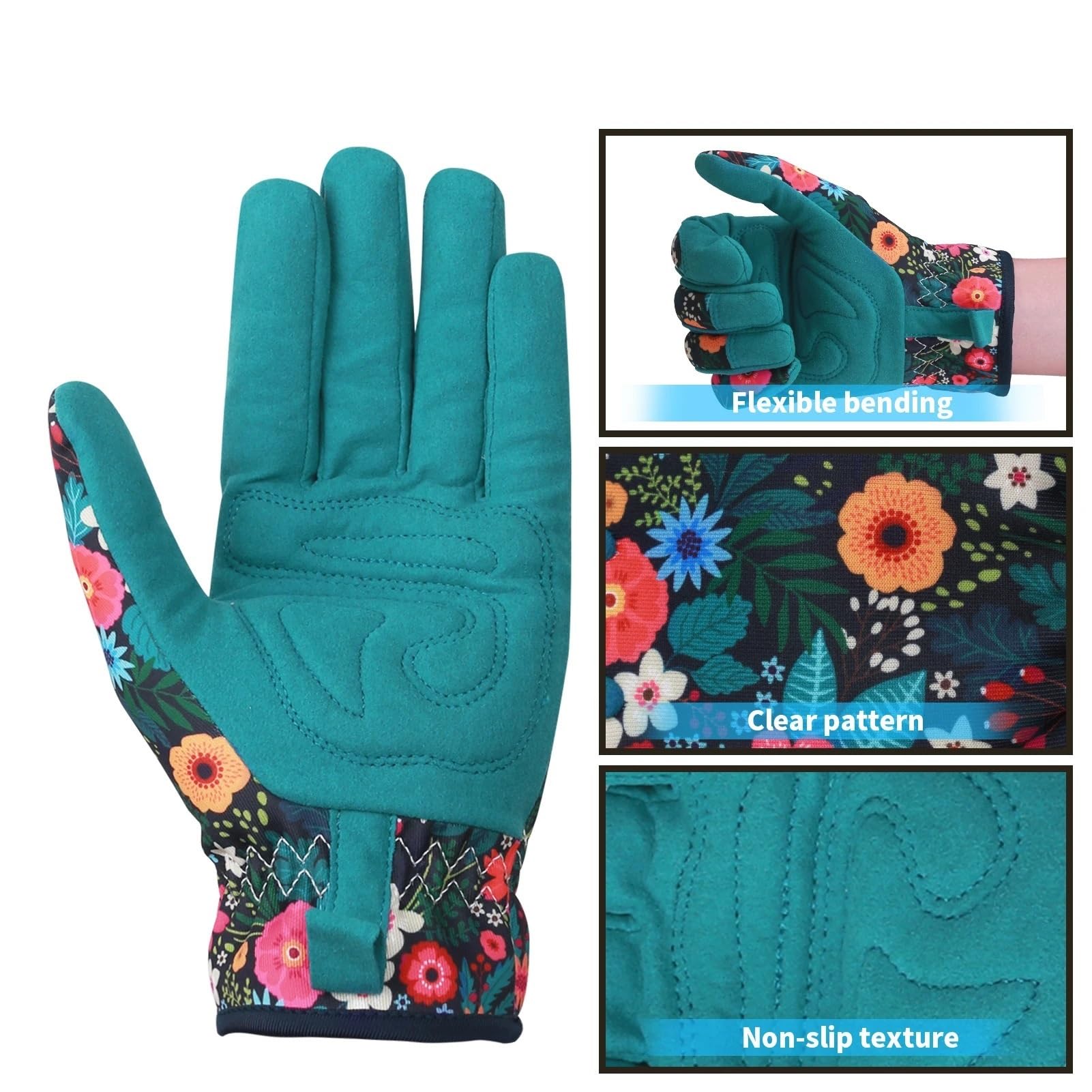 Guantes de trabajo for jardinería, desmalezado, a prueba espinas, cuero transpirable, resistentes a pinchazos for excavar, plantar flores y podar Para jardinería(Green)