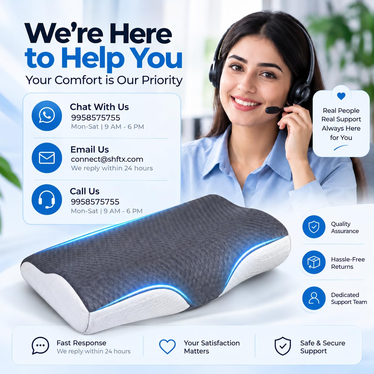 Cervical Pillow for Neck Pain - Utopia Bedding -8