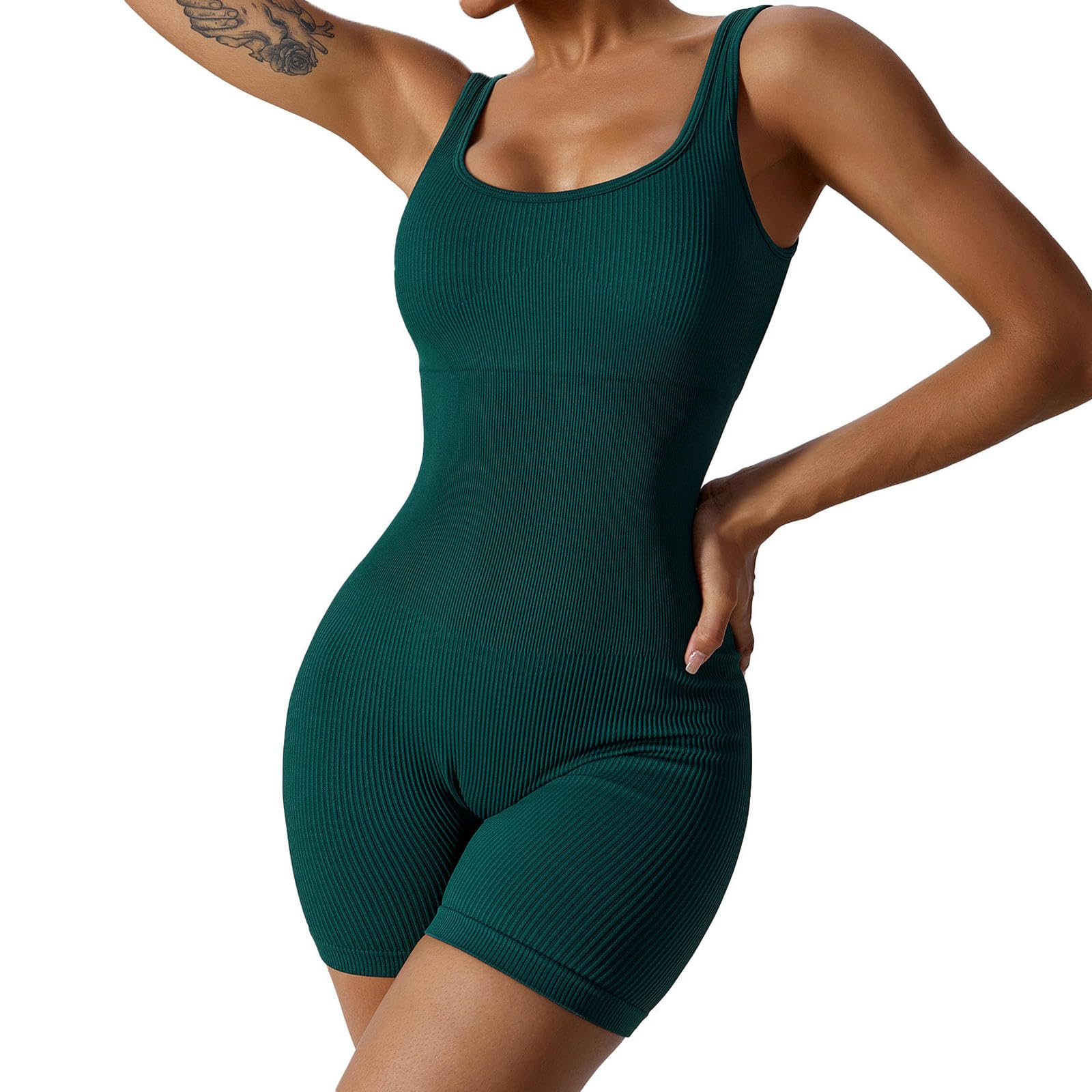Mono de yoga verde para mujer traje de una pieza sin costuras talla L
